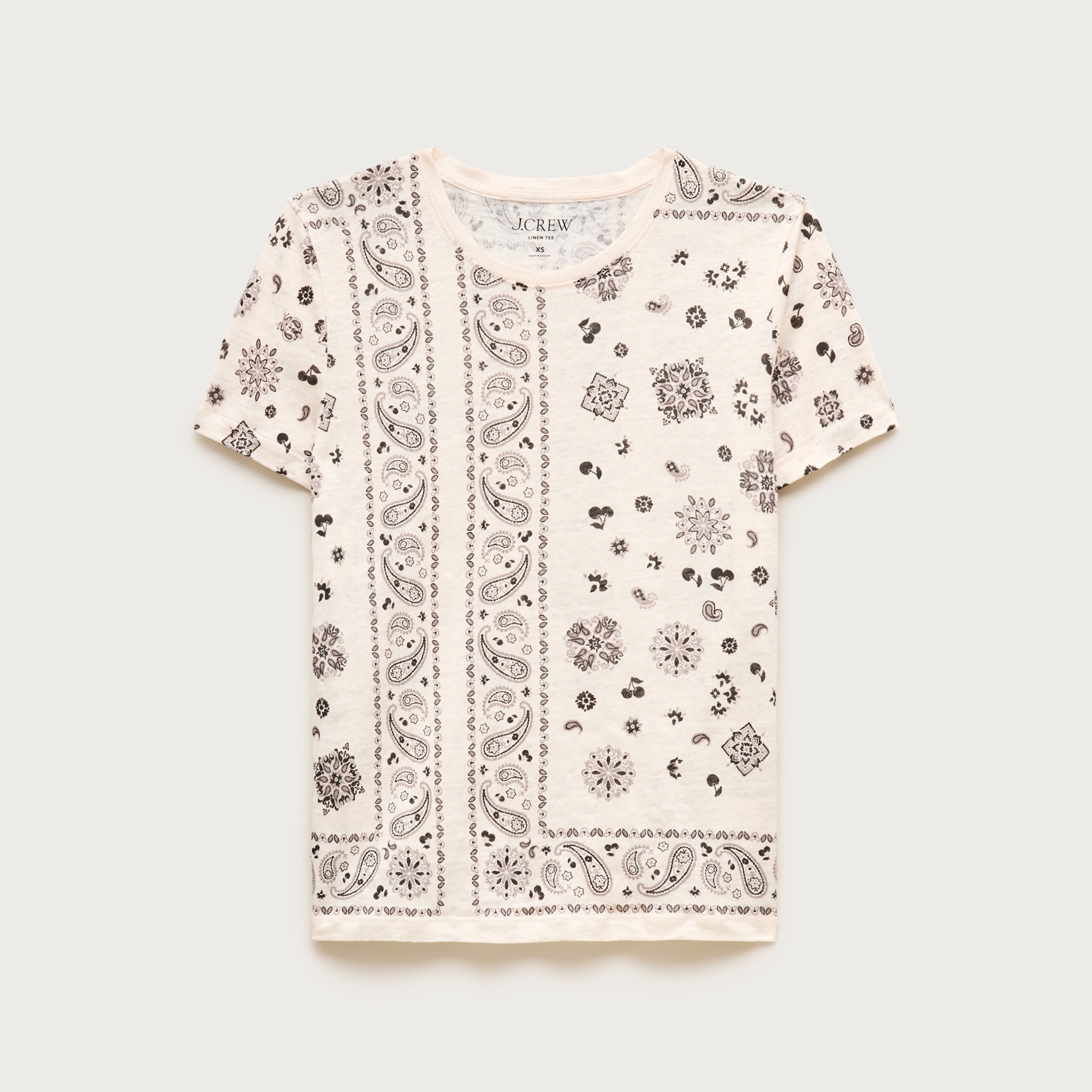 New relaxed linen T-shirt in bandana print