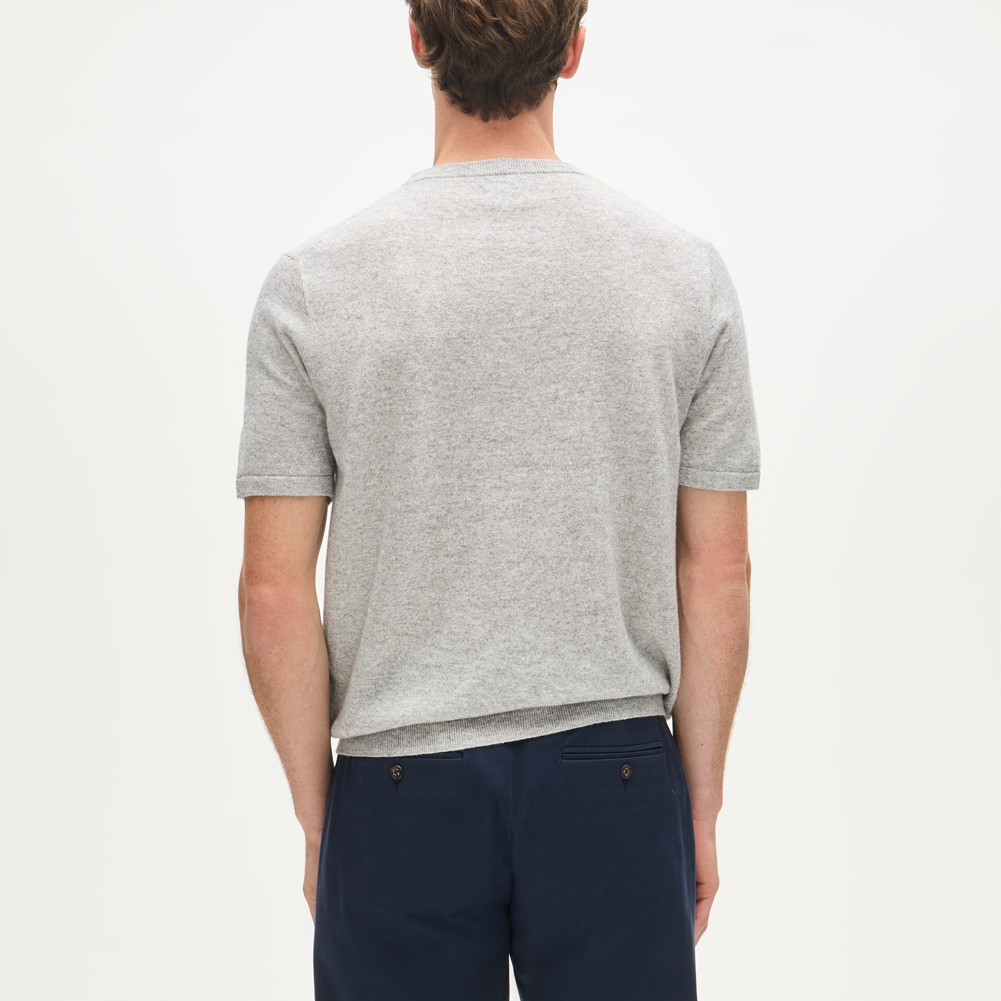 Short-sleeve cashmere-linen blend sweater