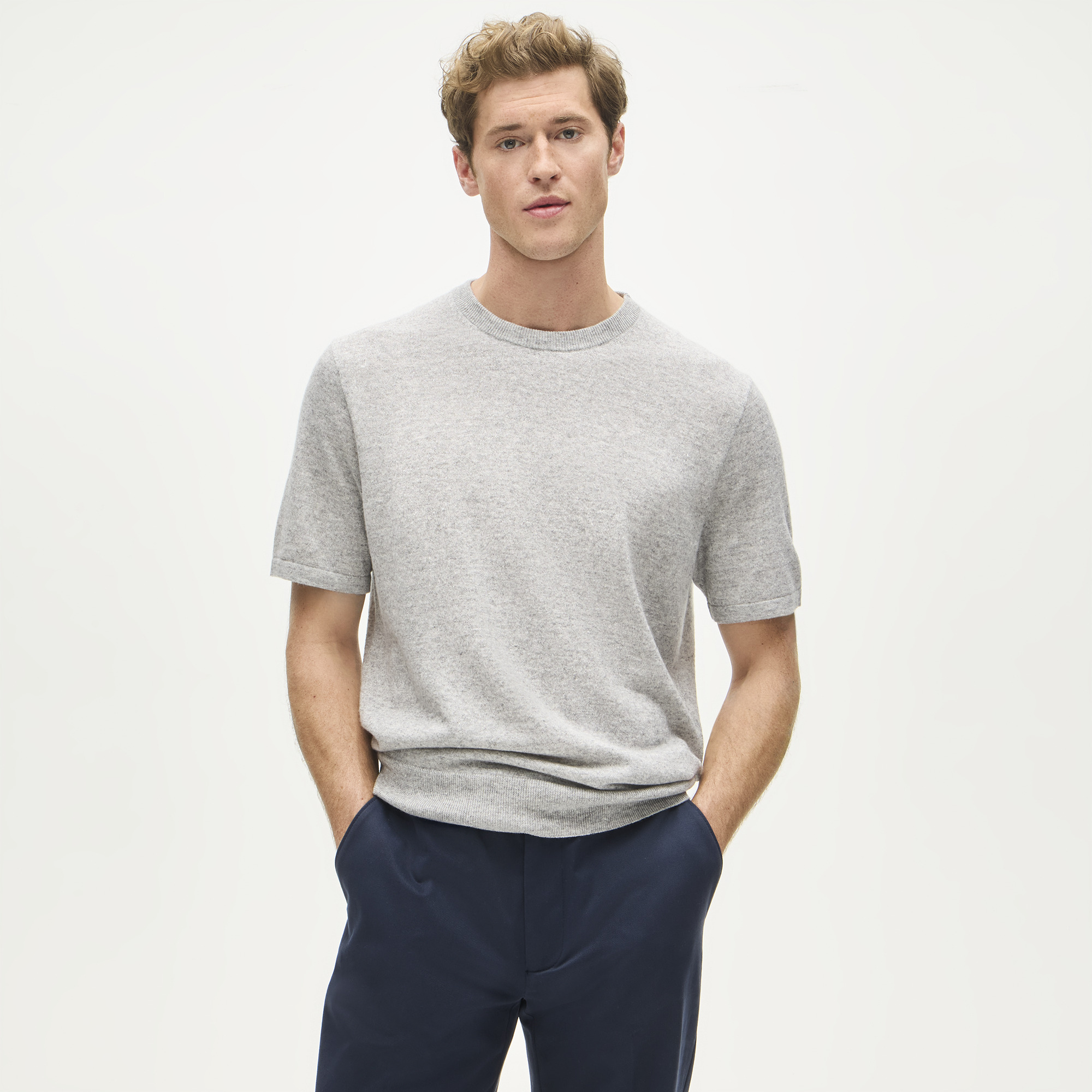 Short-sleeve Cashmere-linen Blend Sweater For Men | J.Crew