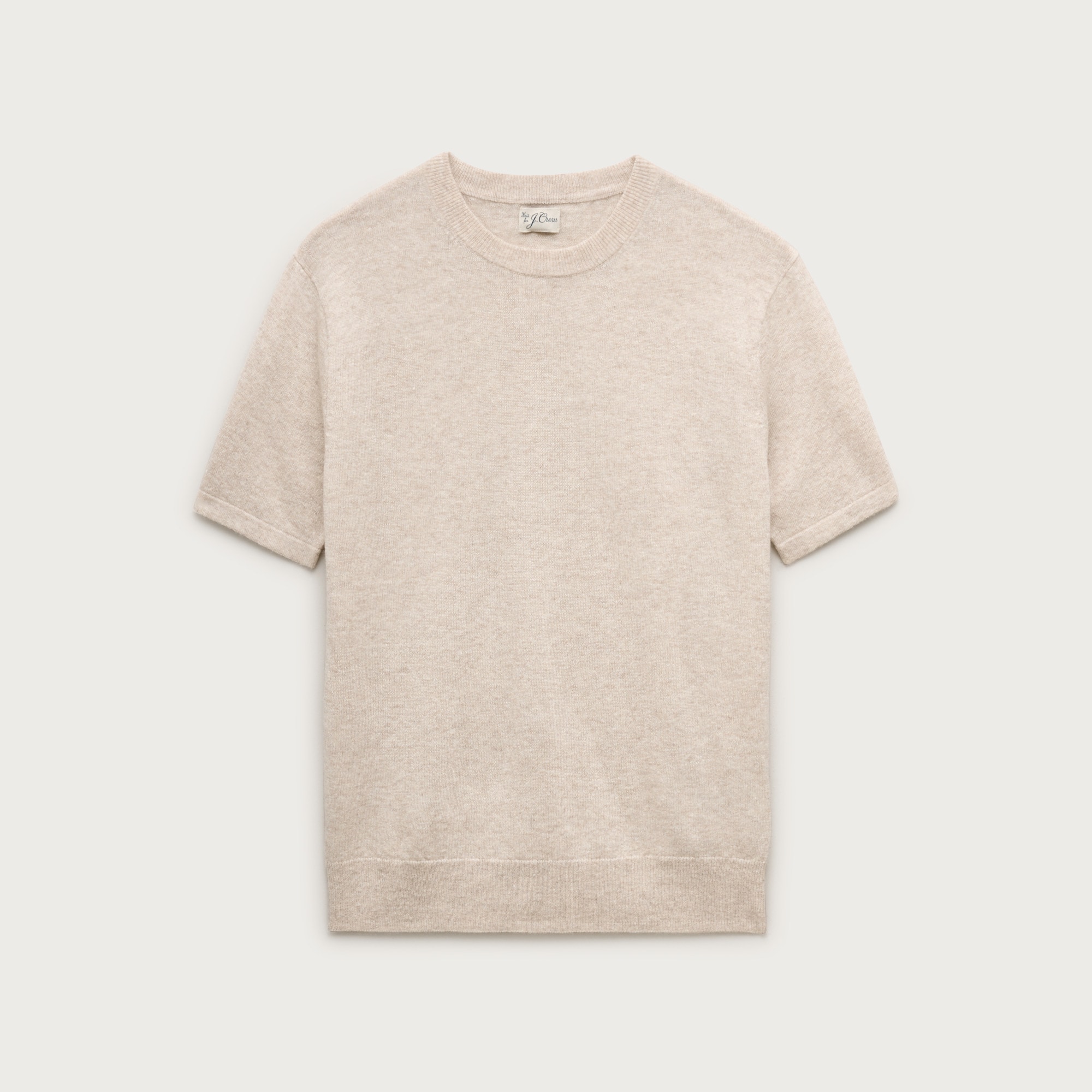 Short-sleeve cashmere-linen blend sweater