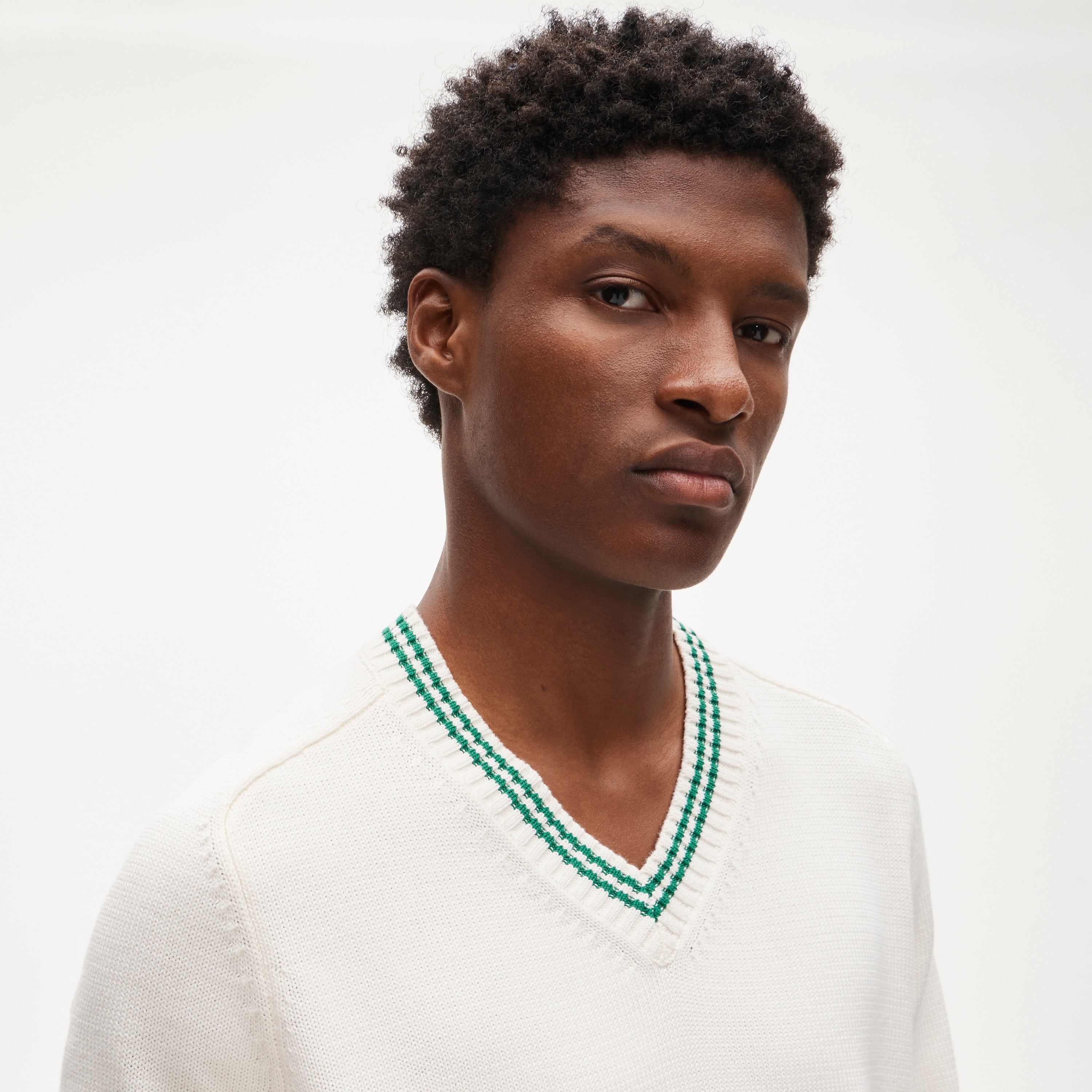 Tipped Heritage Cotton V-neck Sweater For Men | J.Crew