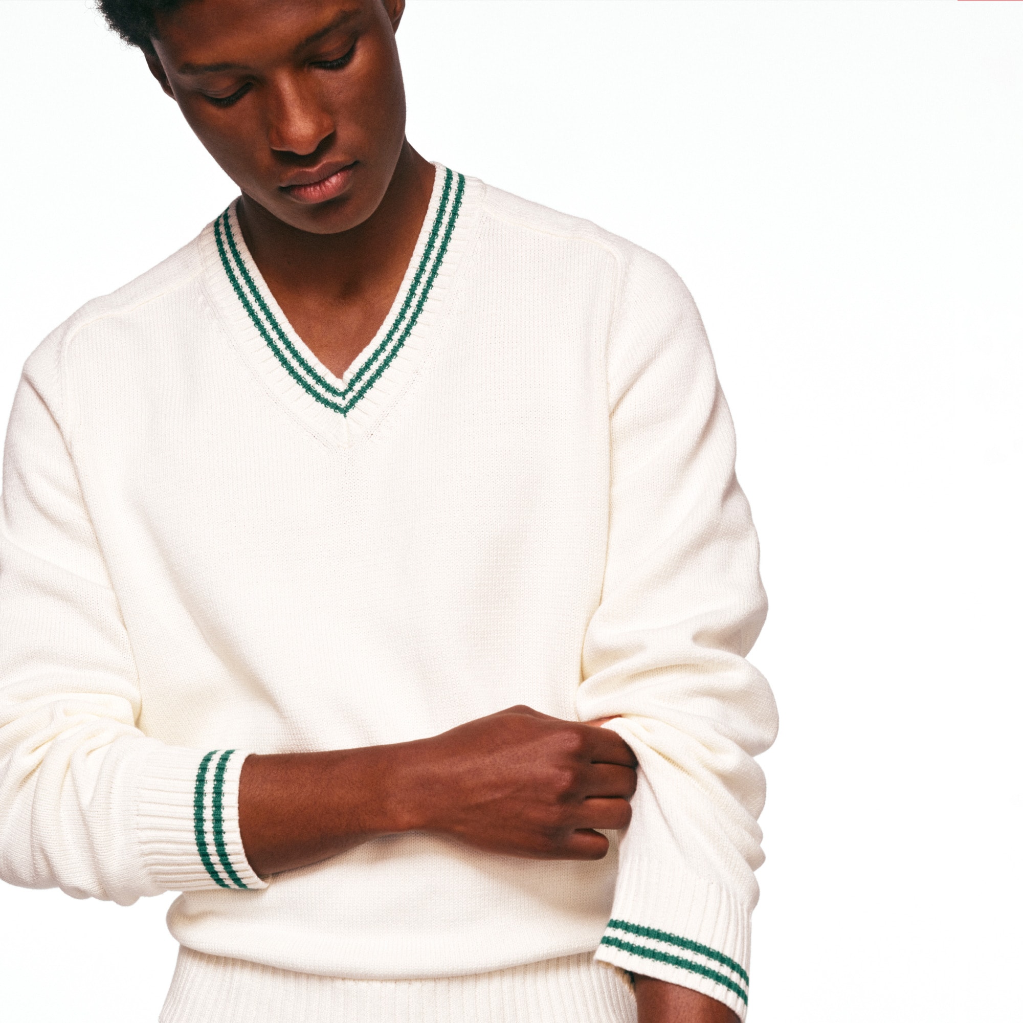 Tipped Heritage Cotton V-neck Sweater For Men | J.Crew