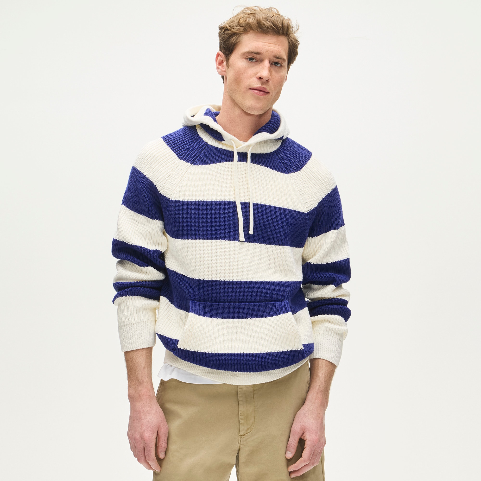 Cotton Rib-knit Hooded Sweater In Stripe For Men | J.Crew