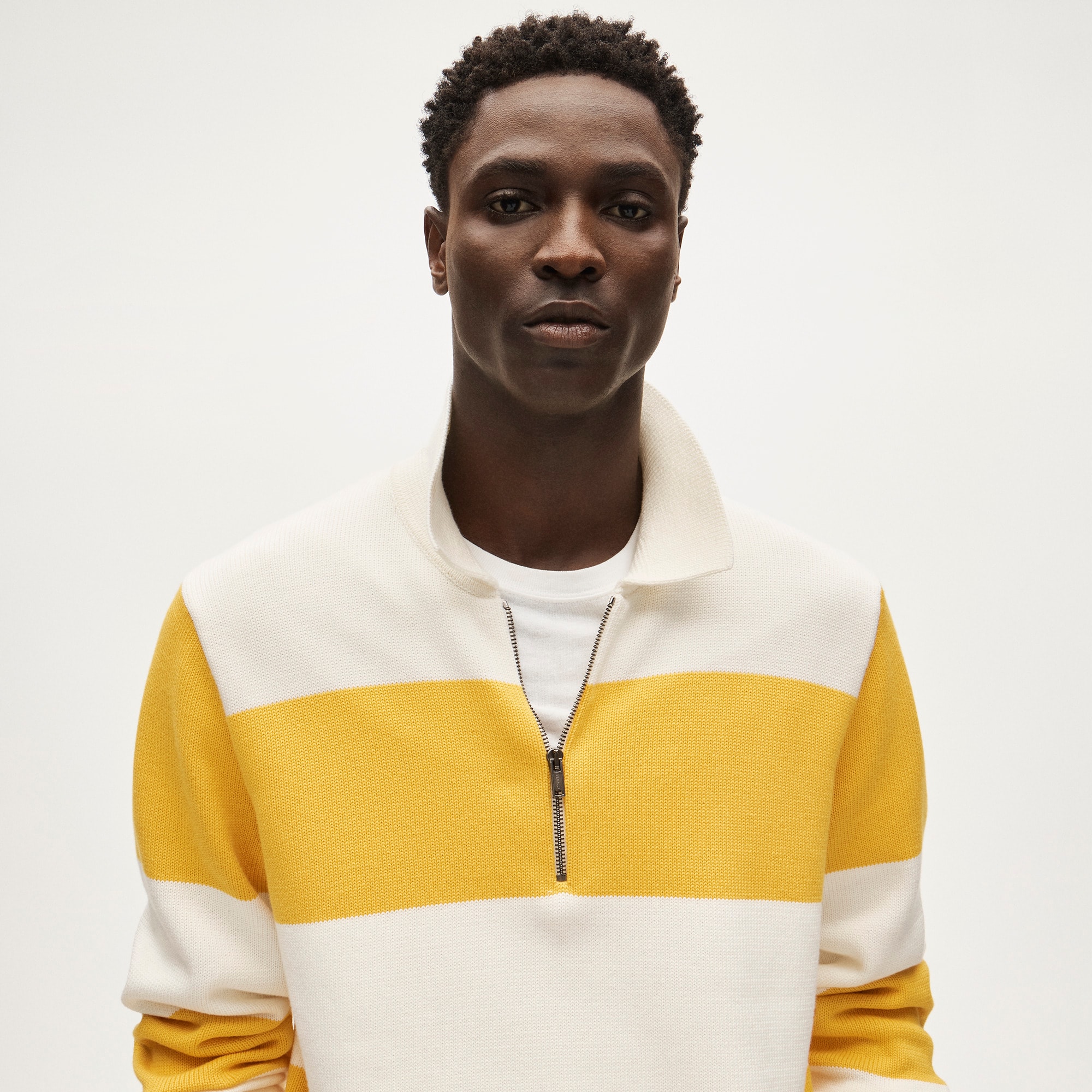 Heritage cotton quarter-zip sweater in stripe