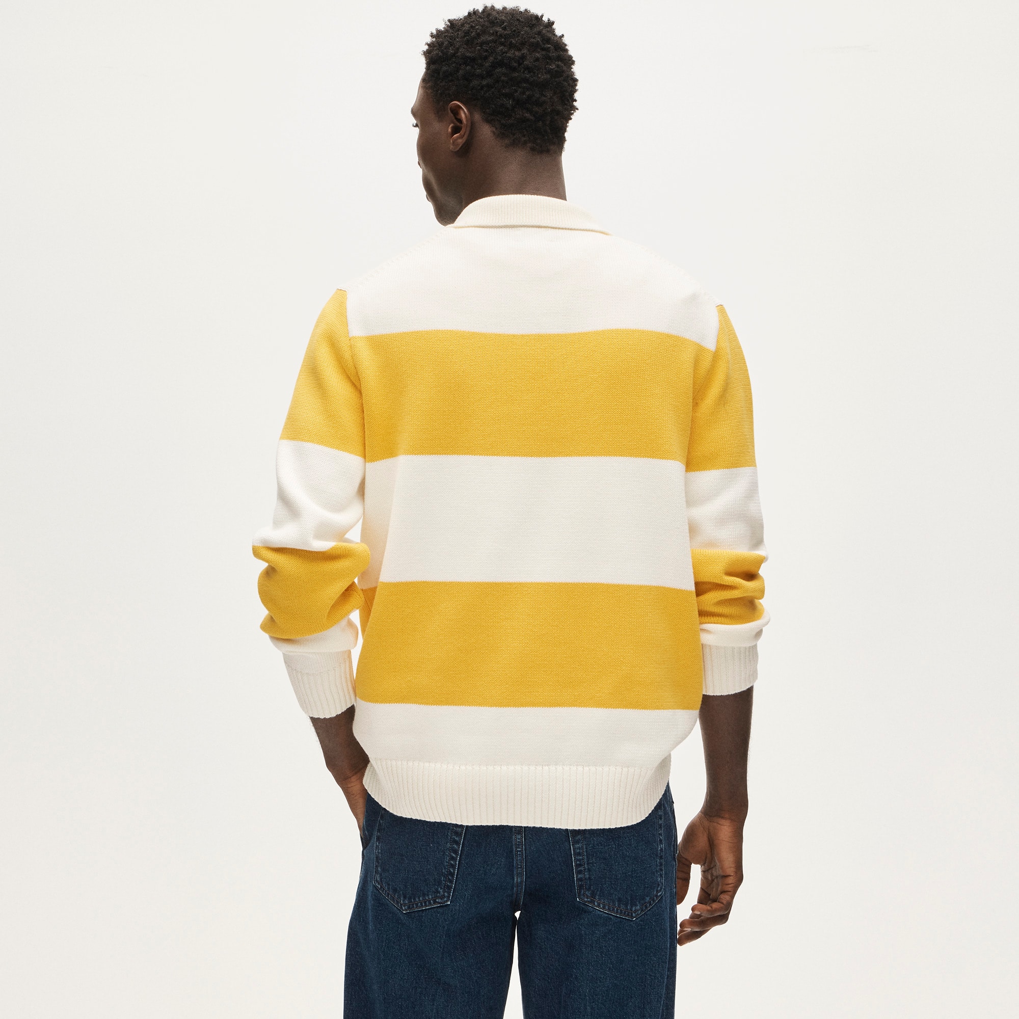 Heritage cotton quarter-zip sweater in stripe