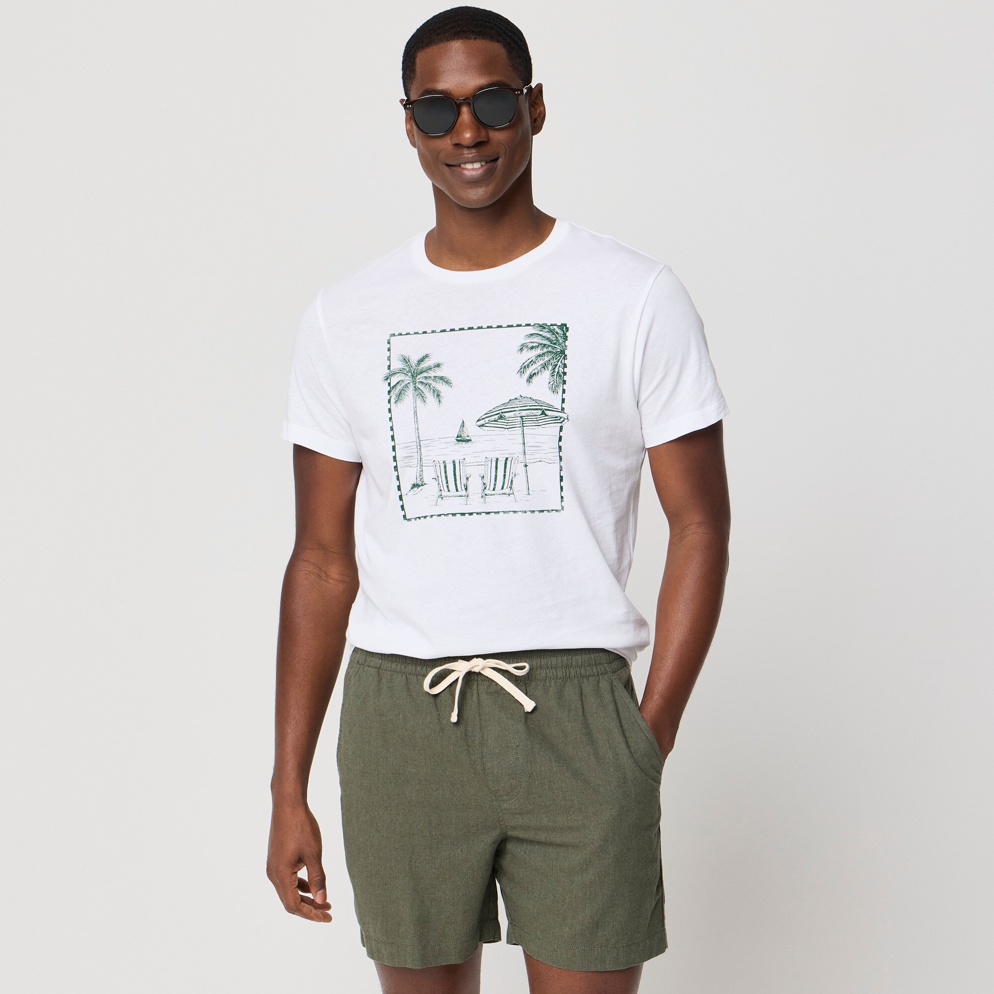 Beach Lounge Scene Graphic Tee For Men | Factory