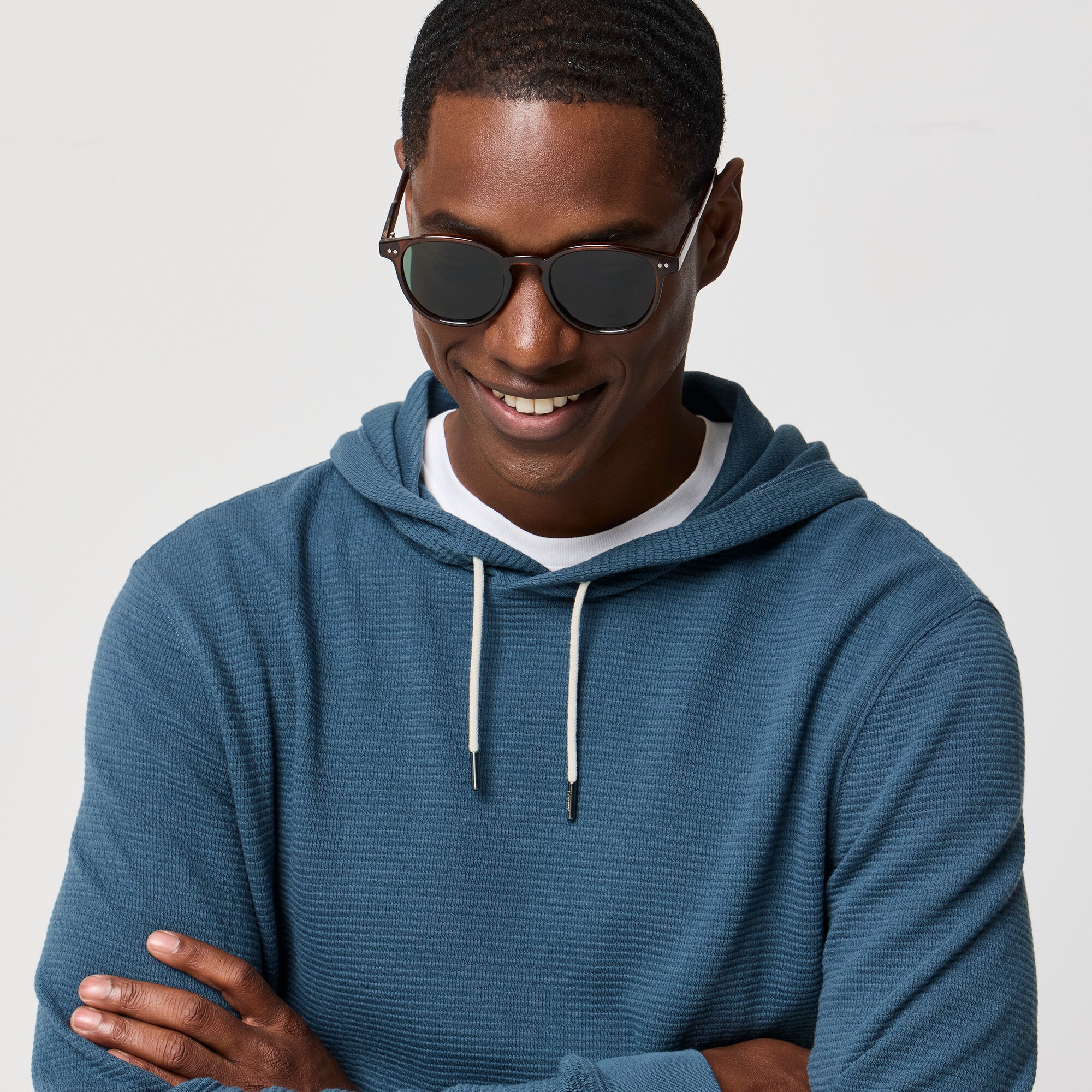 Waffle-knit hoodie