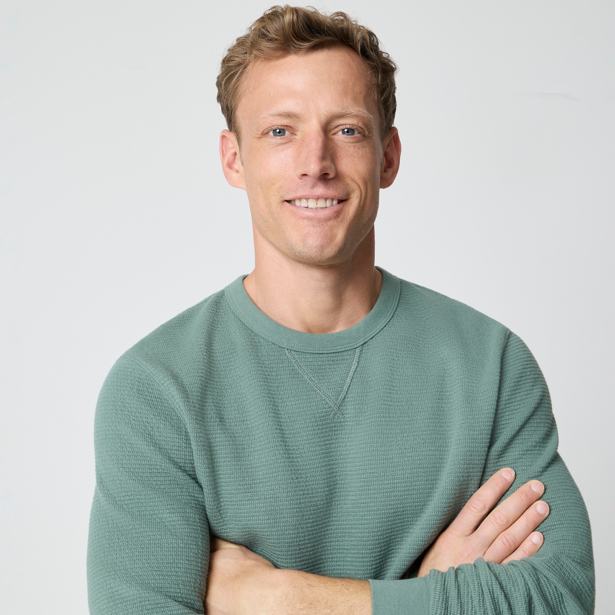 Waffle-knit crewneck sweatshirt