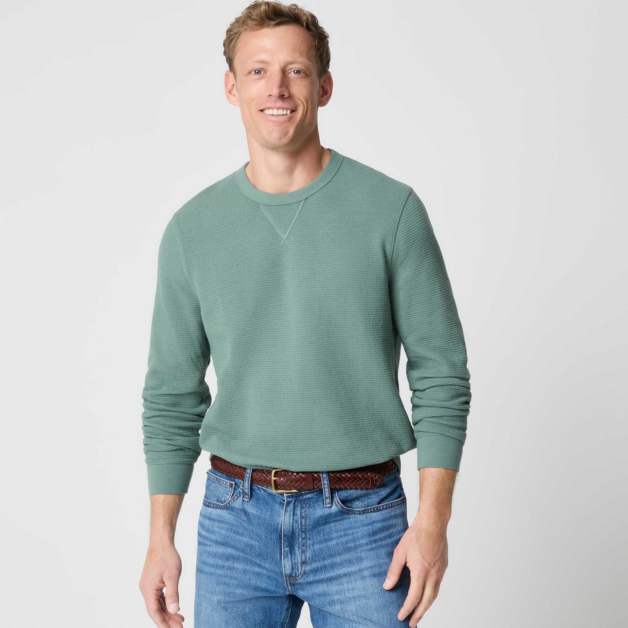 Waffle-knit crewneck sweatshirt