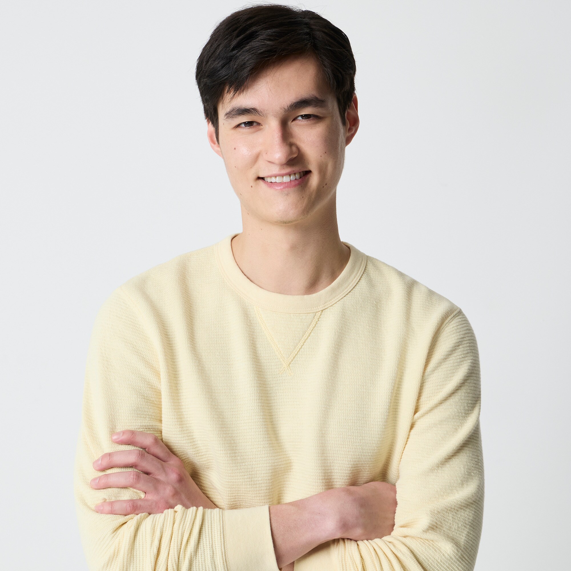 Waffle-knit crewneck sweatshirt