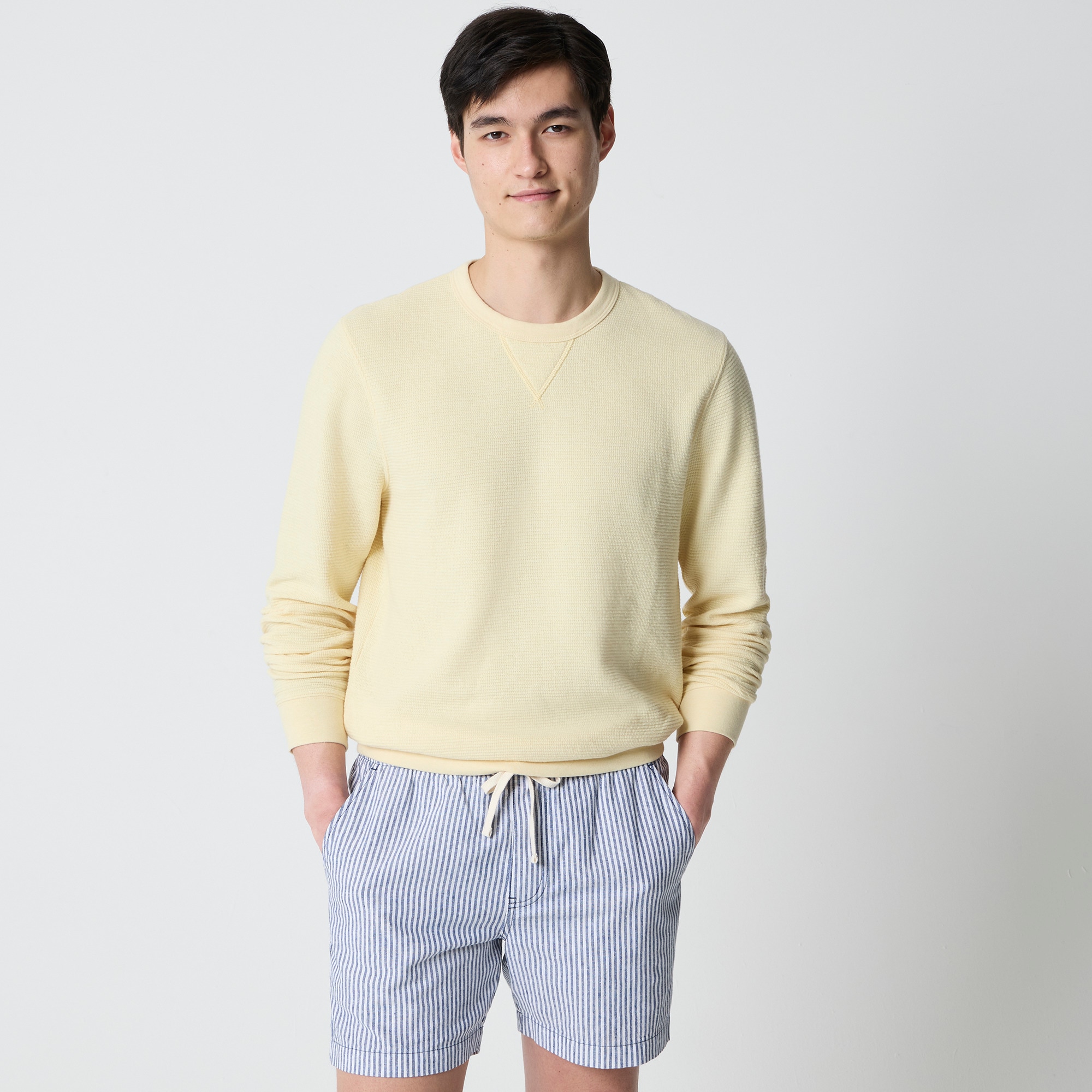Waffle-knit crewneck sweatshirt