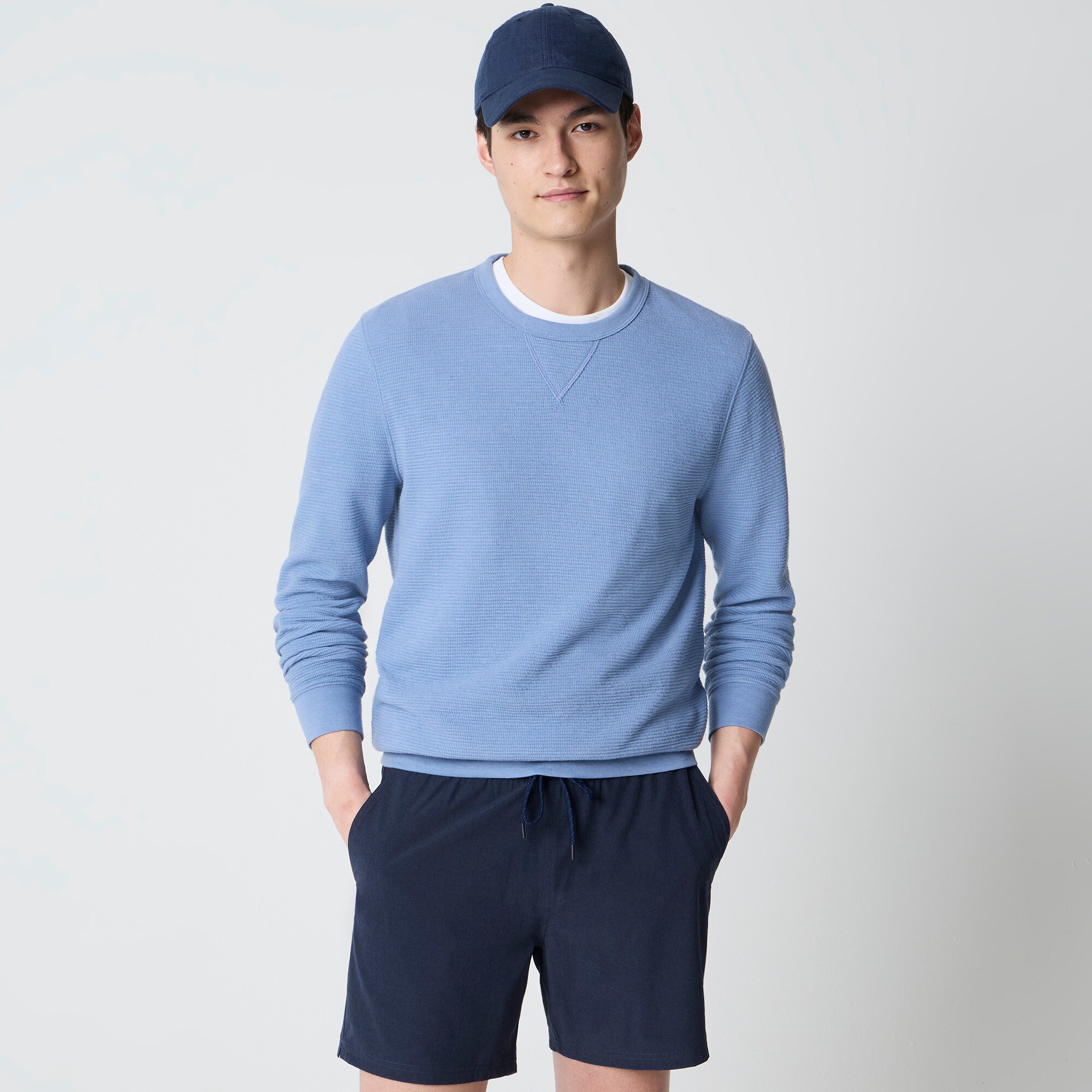 Waffle-knit crewneck sweatshirt