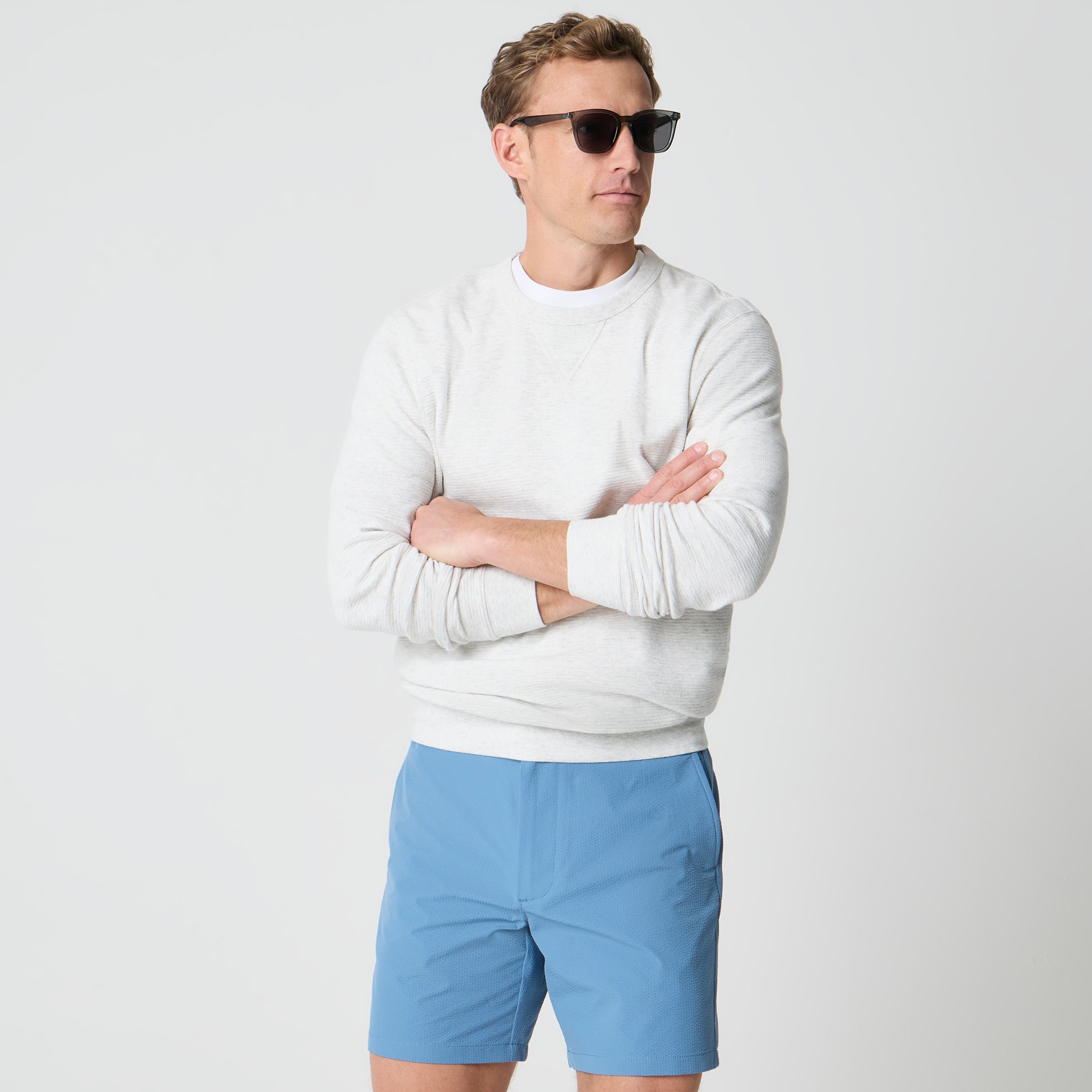 Waffle-knit Crewneck Sweatshirt For Men | Factory