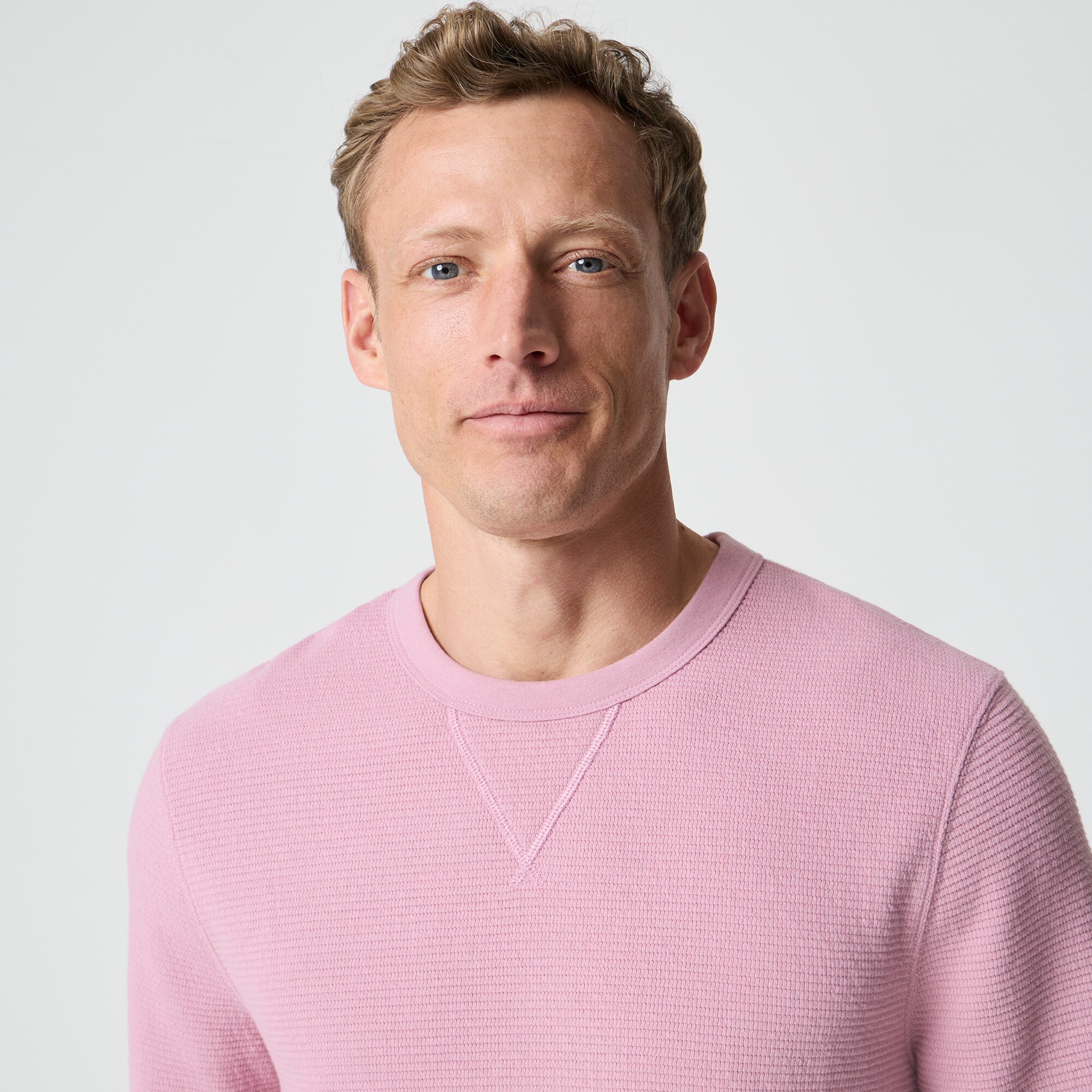 Waffle-knit Crewneck Sweatshirt For Men | Factory