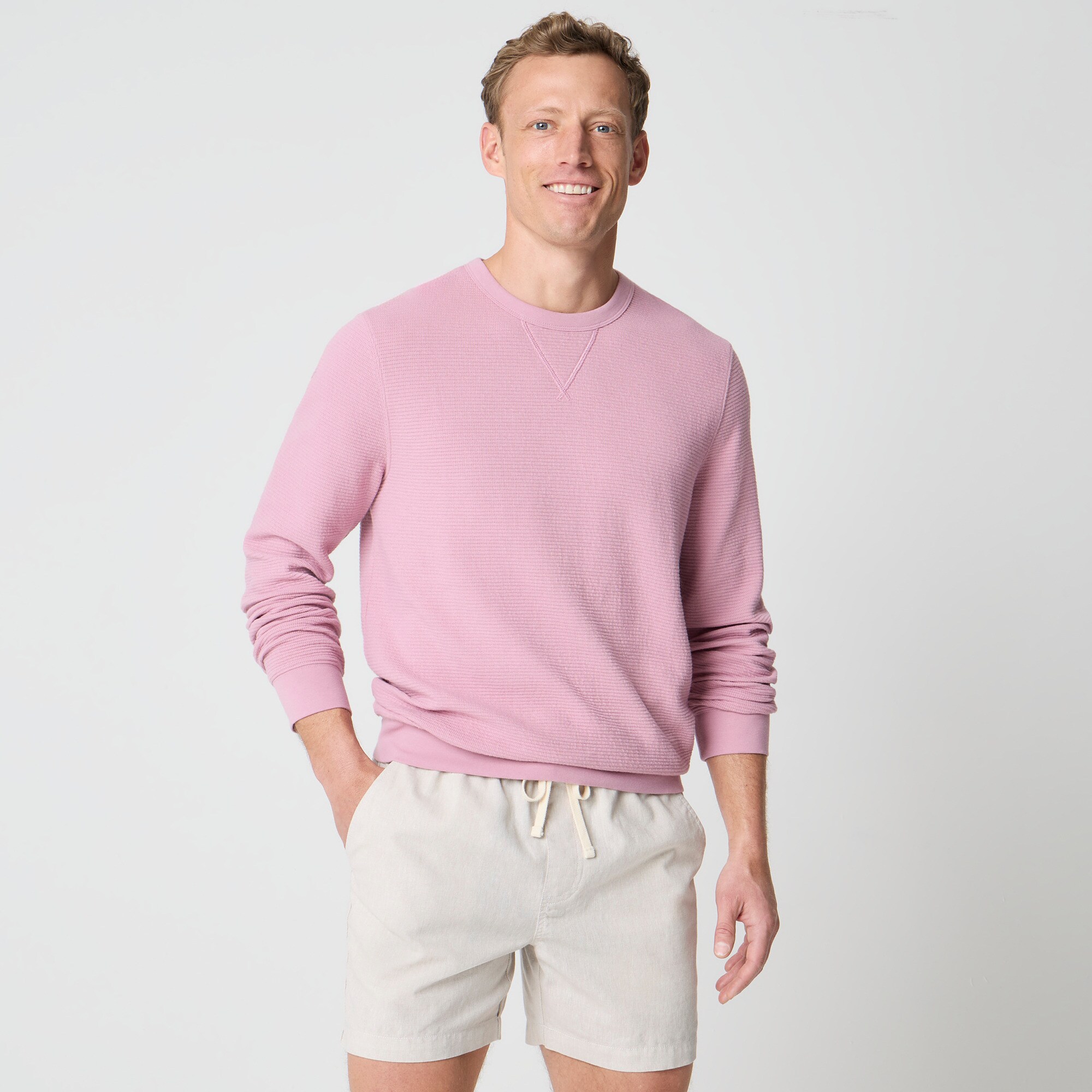 Waffle-knit crewneck sweatshirt