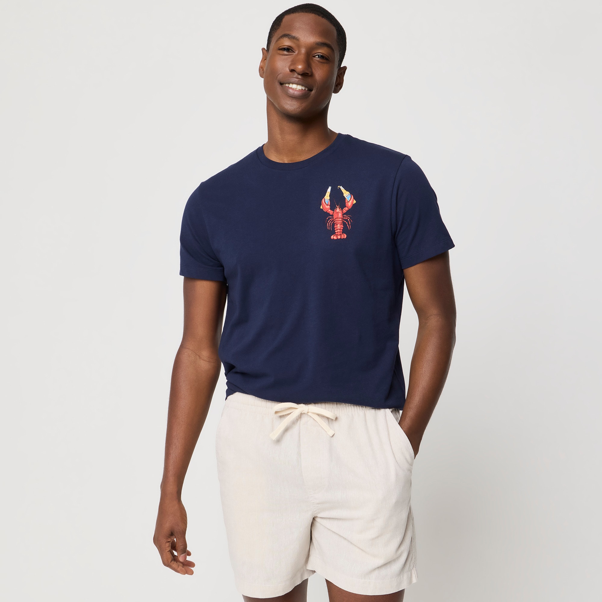 Lobster with beer graphic tee
