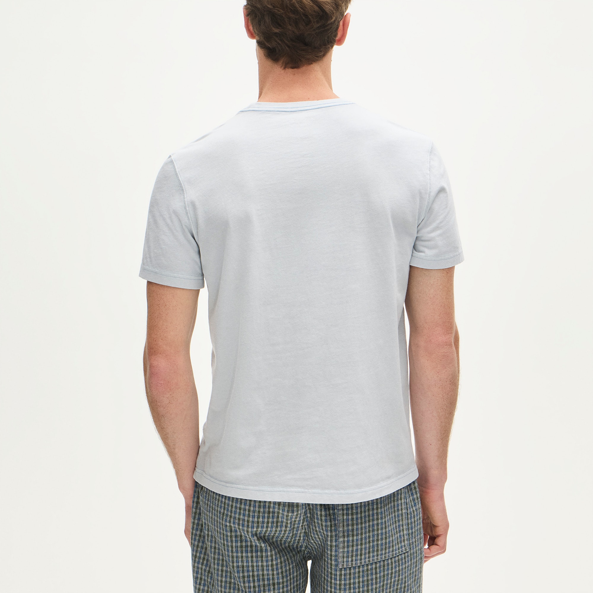 Vintage-wash cotton T-shirt with contrast stitching