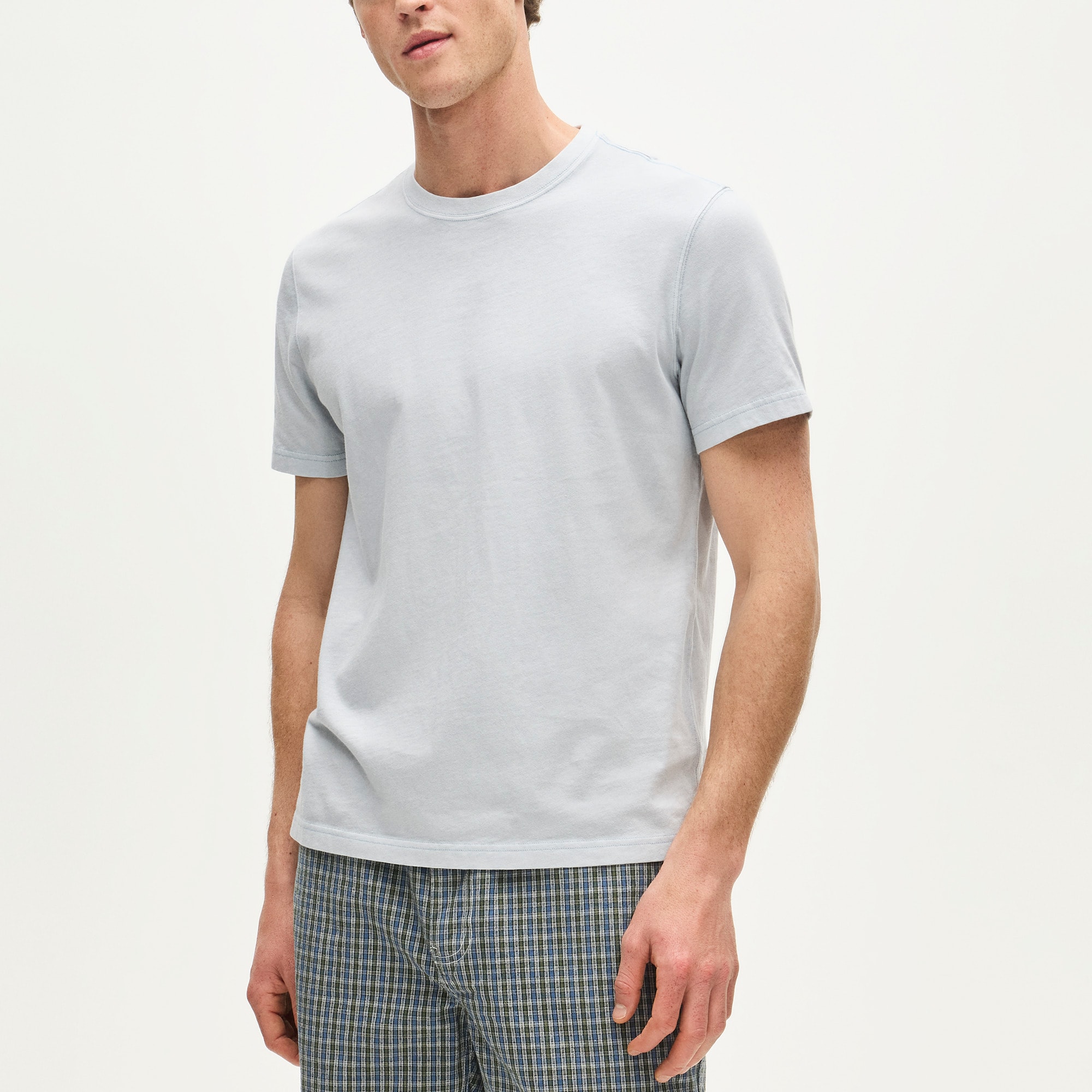 Vintage-wash cotton T-shirt with contrast stitching