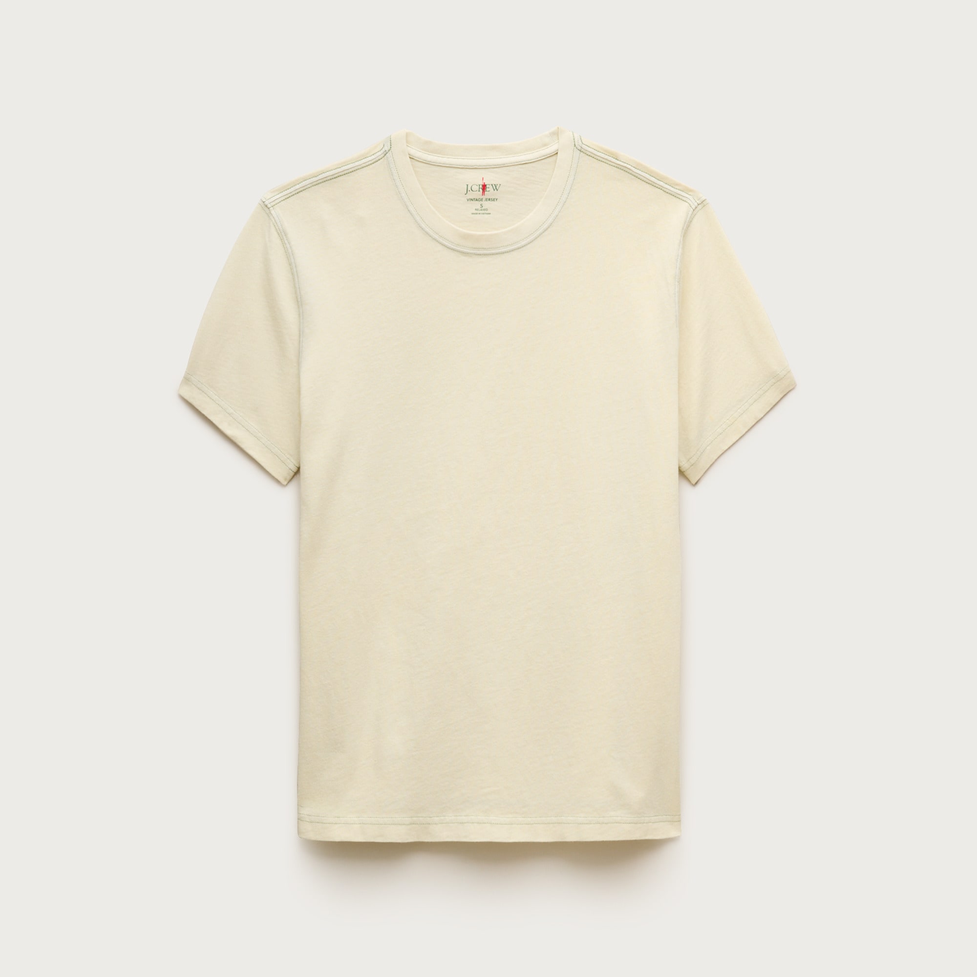 Vintage-wash cotton T-shirt with contrast stitching