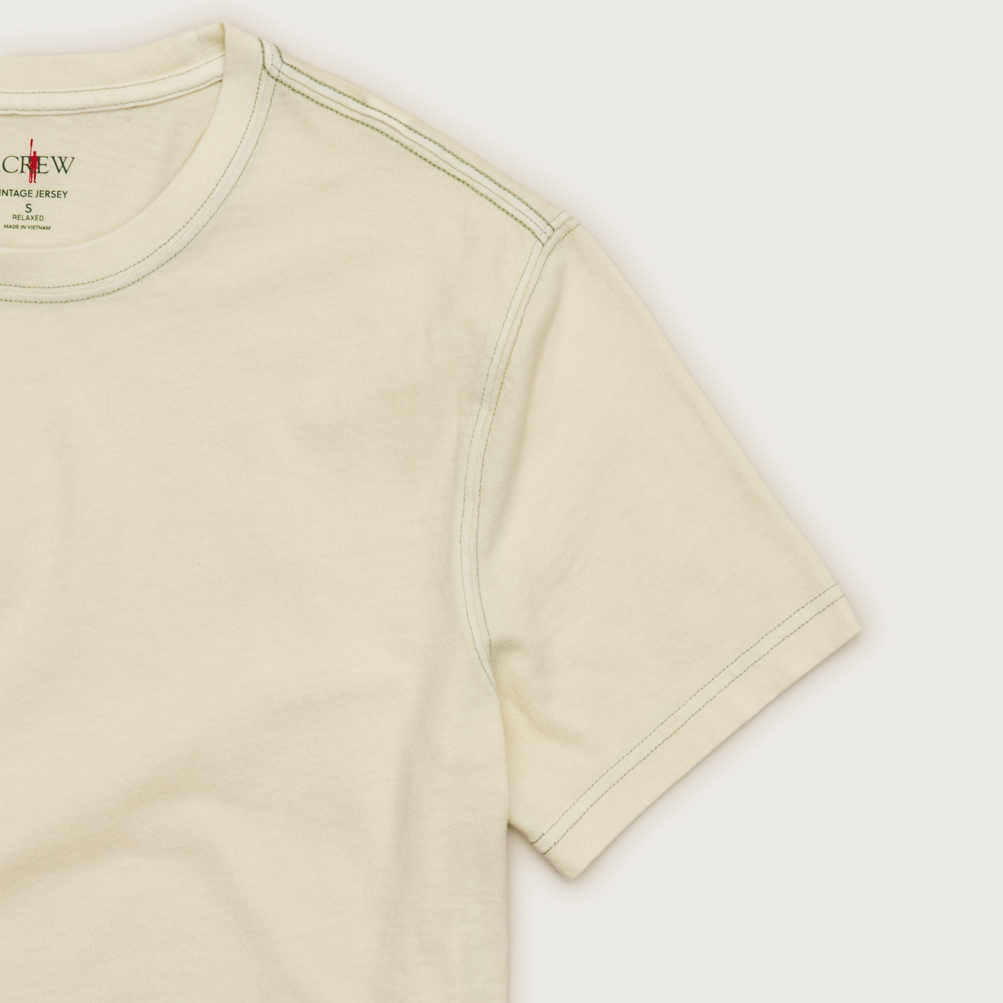 Vintage-wash cotton T-shirt with contrast stitching