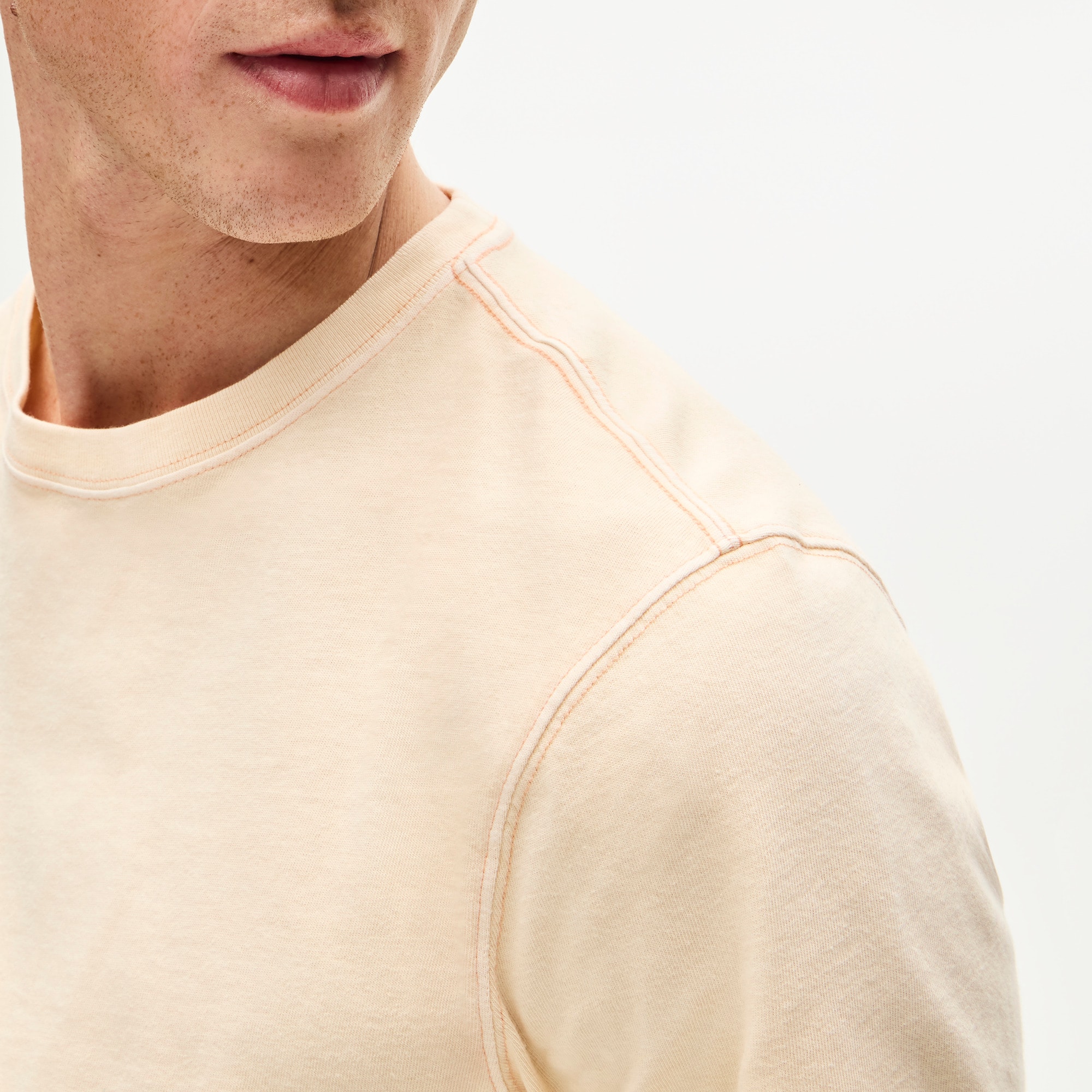 Vintage-wash cotton T-shirt with contrast stitching