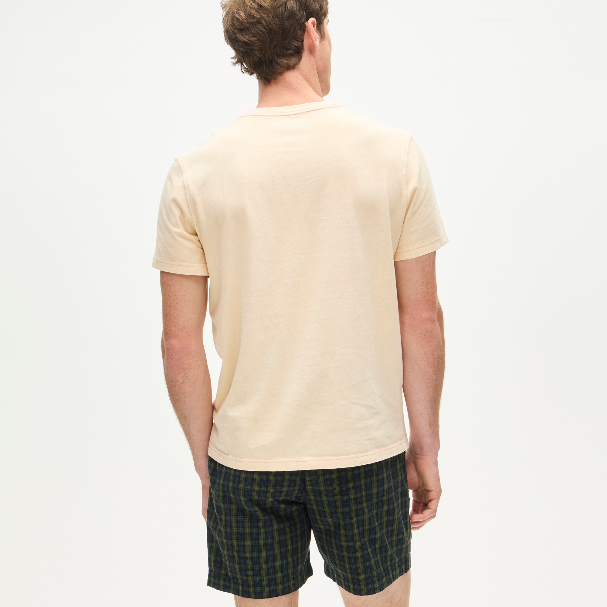 Vintage-wash cotton T-shirt with contrast stitching
