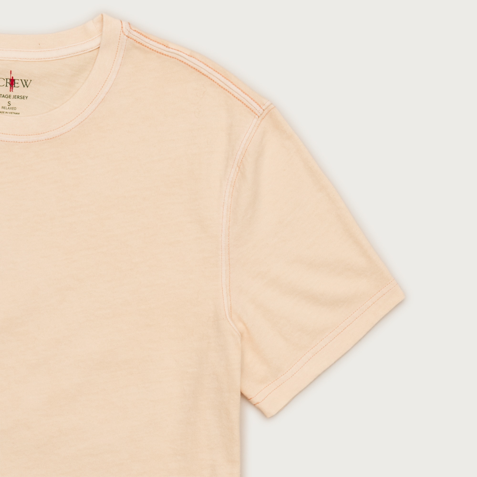 Vintage-wash cotton T-shirt with contrast stitching