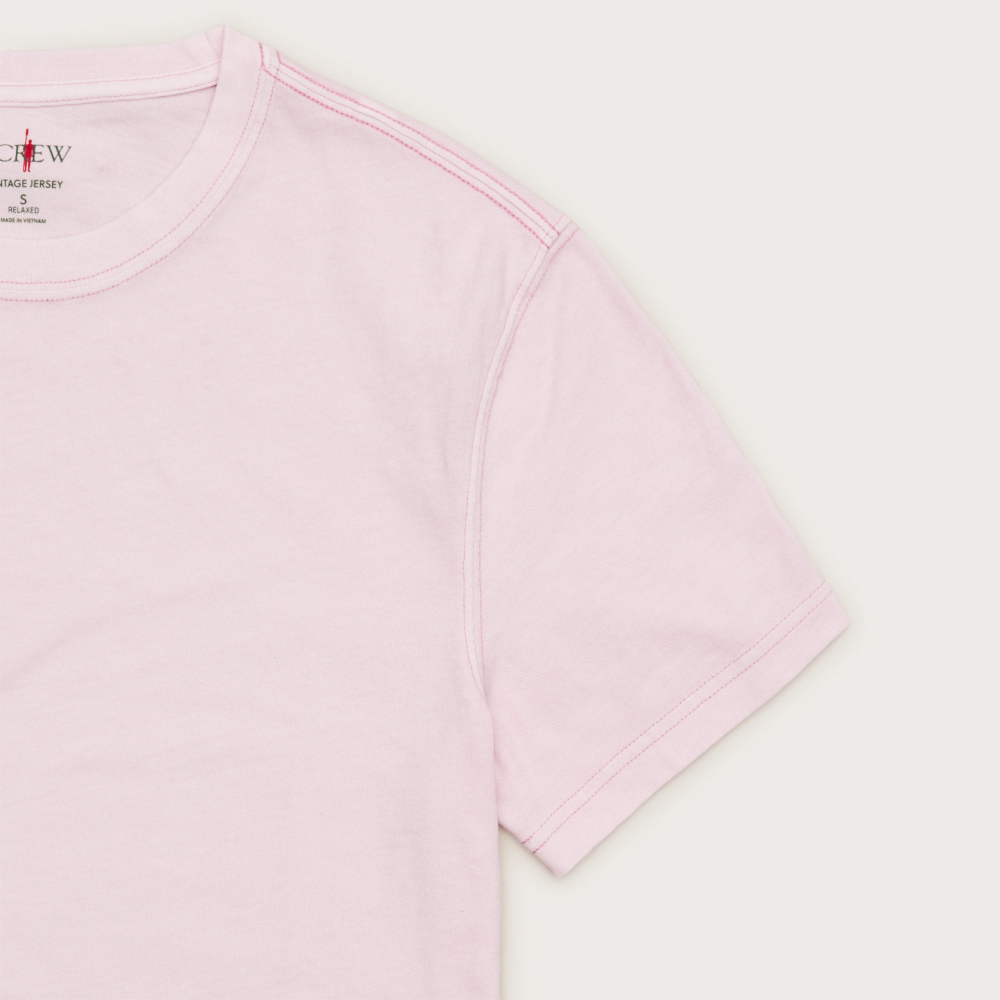 Vintage-wash cotton T-shirt with contrast stitching