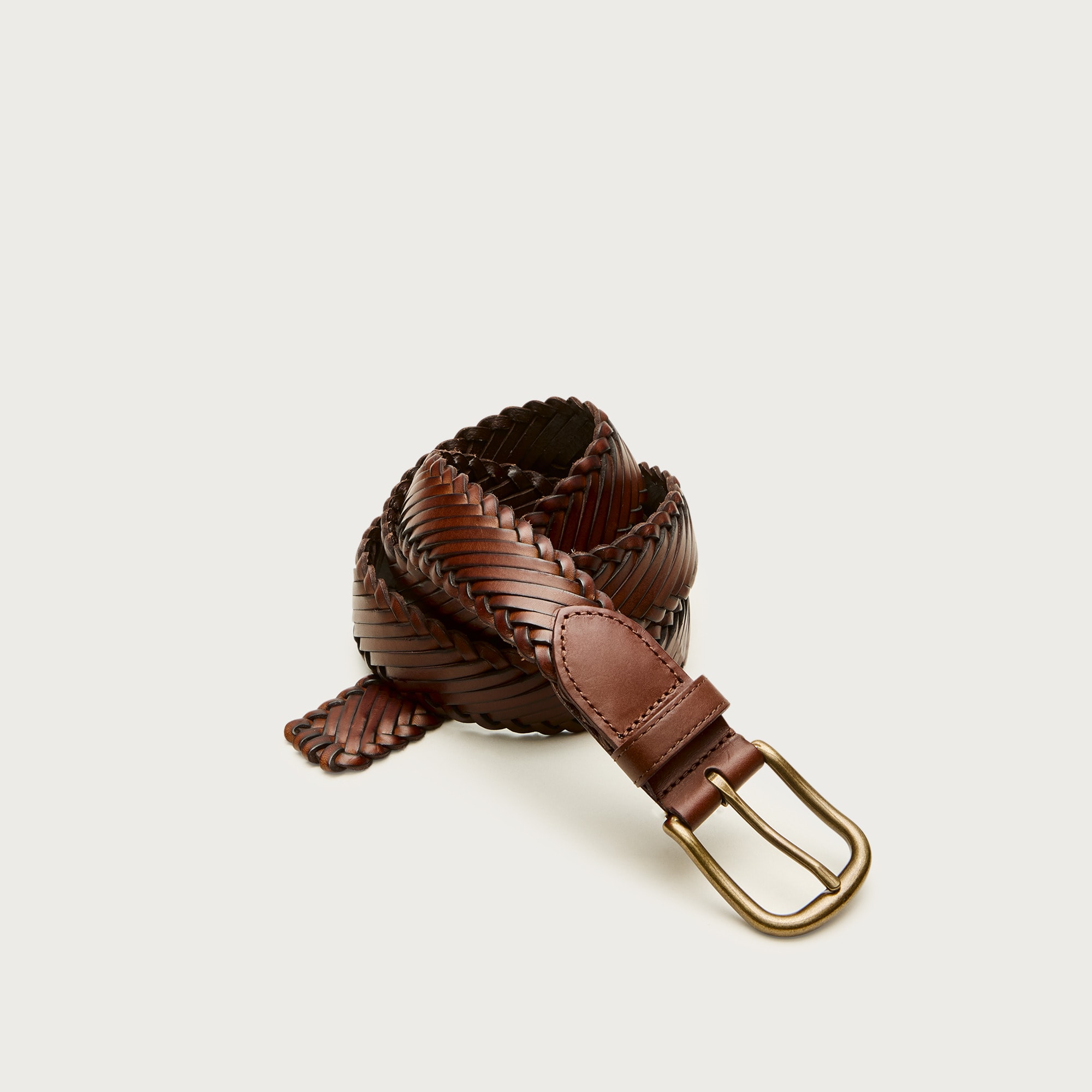 Diagonal Braided Leather Belt For Men | J.Crew