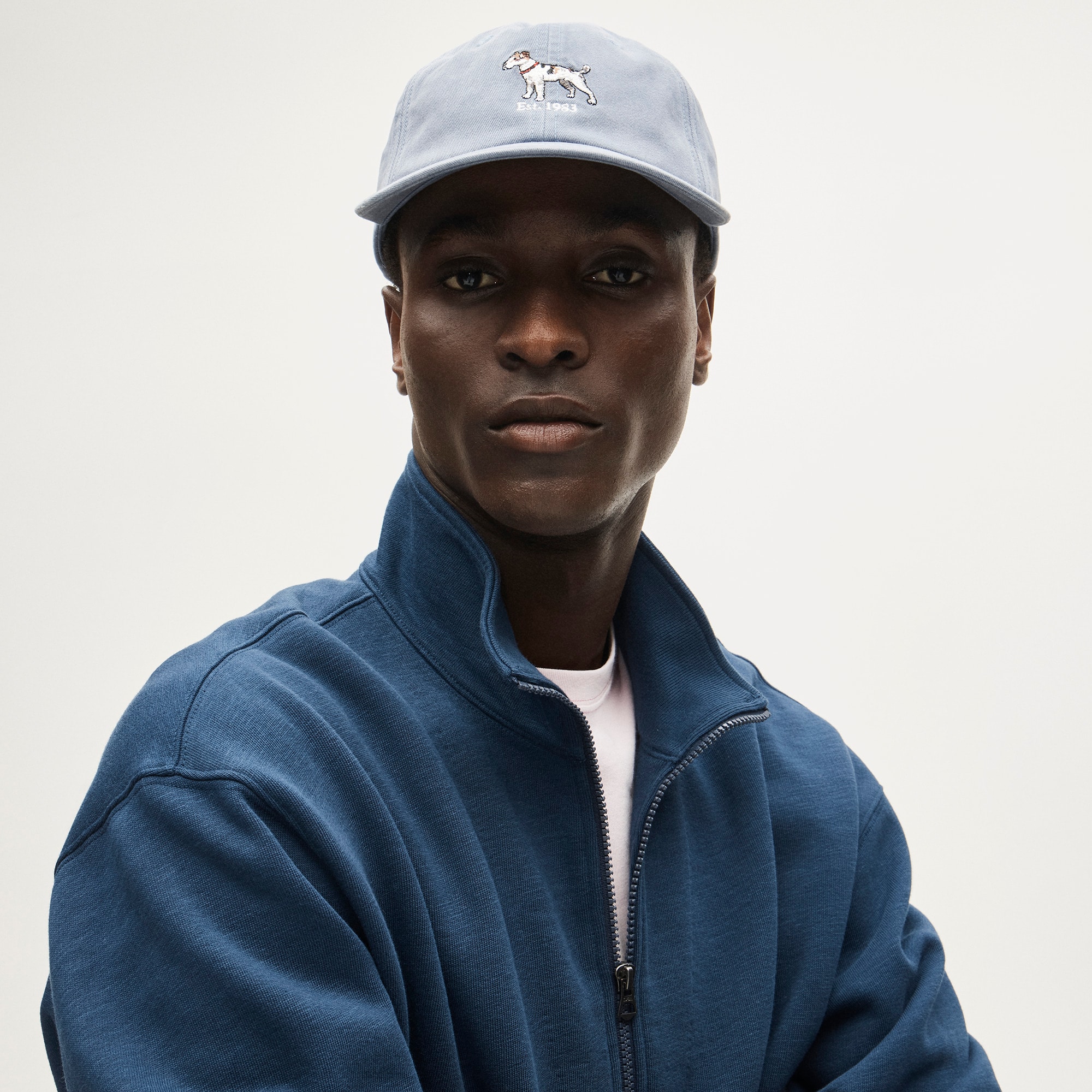 帽子 COTTON CANVAS CAP (NAVY) Cotton Canvas Cap With Dog Embroidery For Men | J.Crew