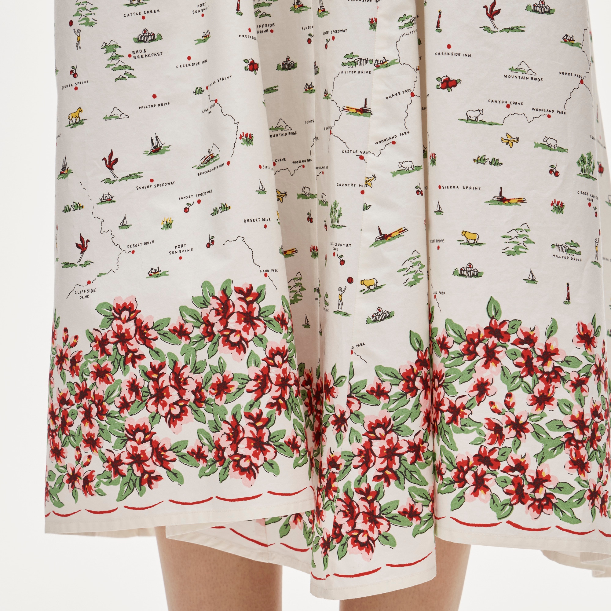V-neck dress in map print