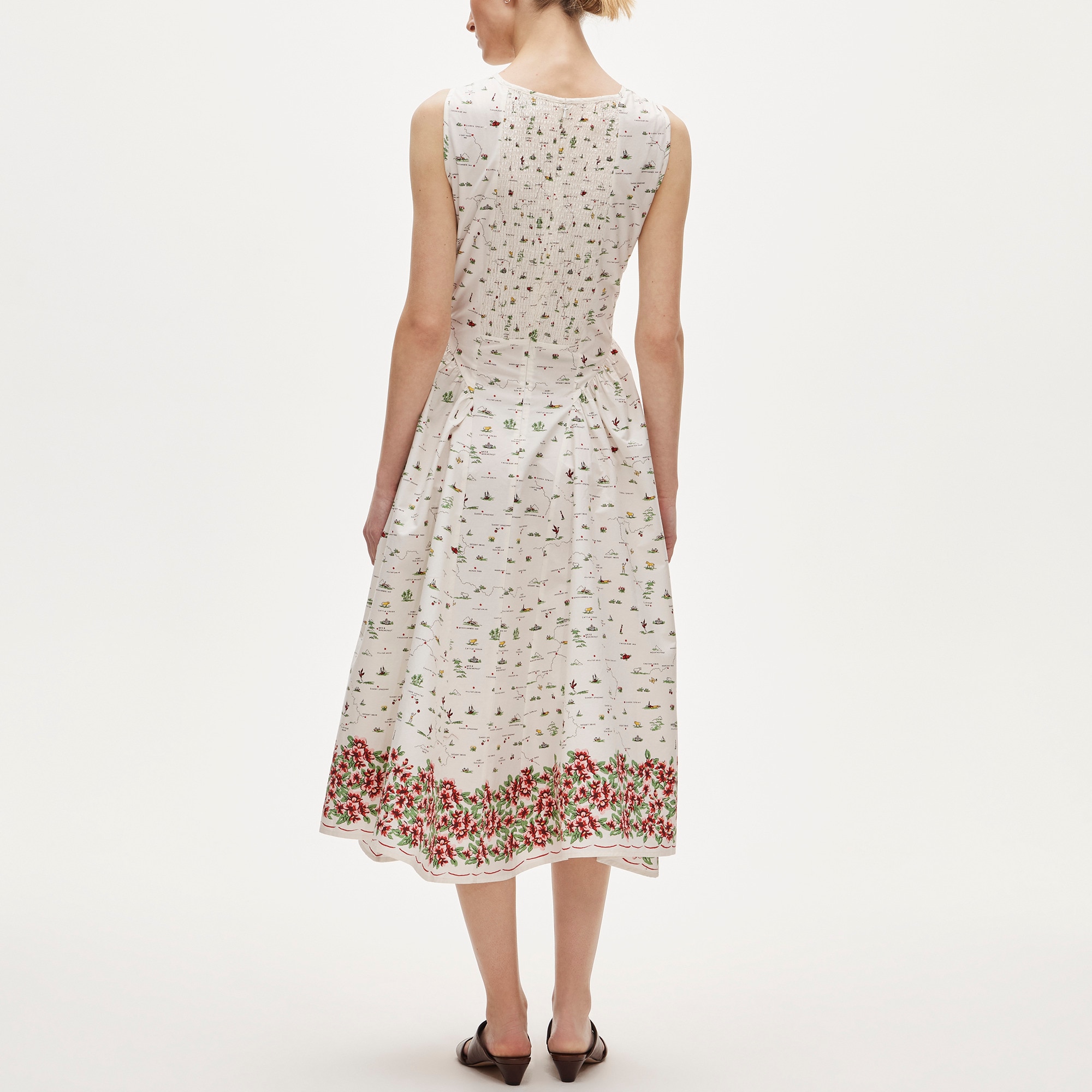 V-neck dress in map print