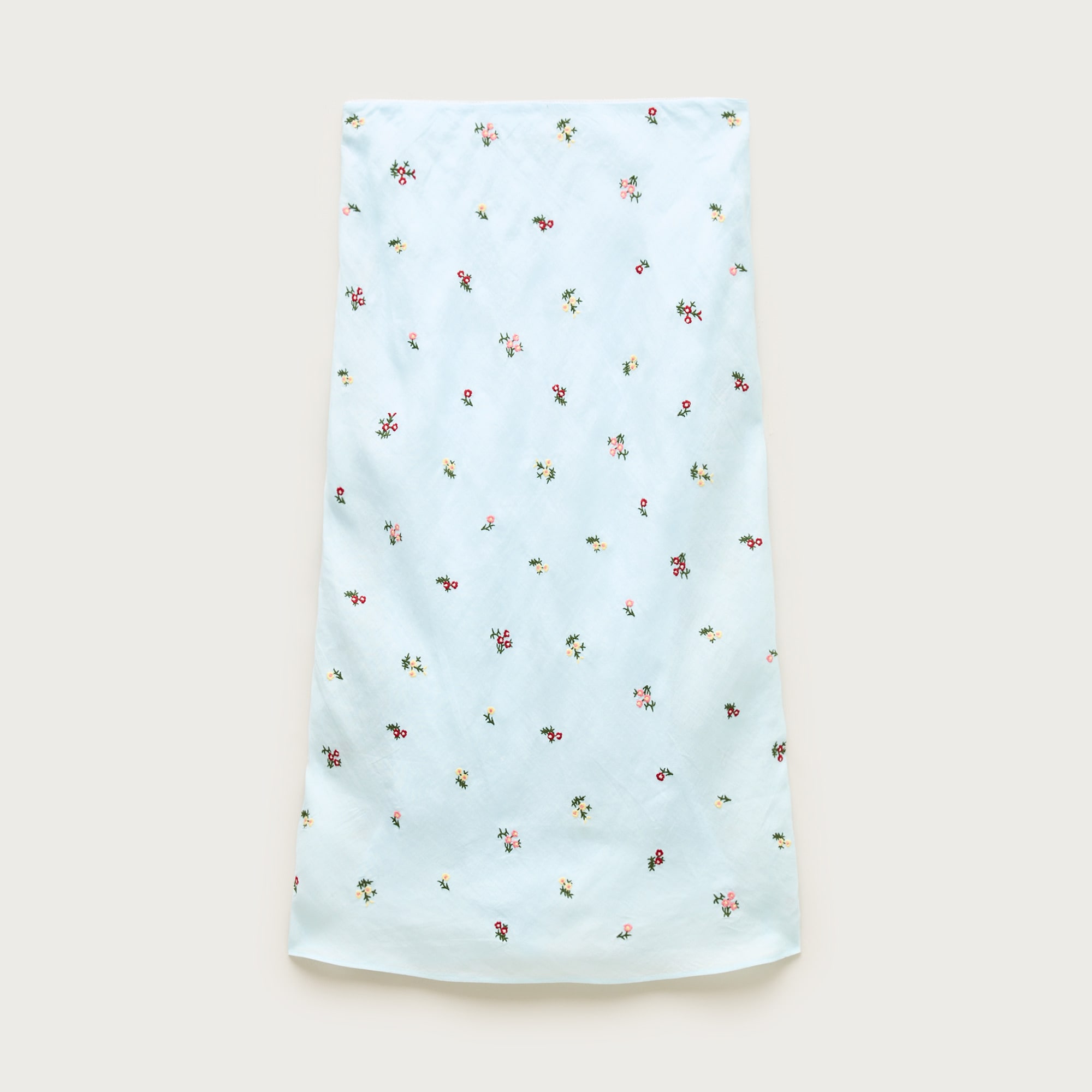 Midi slip skirt in embroidered ramie