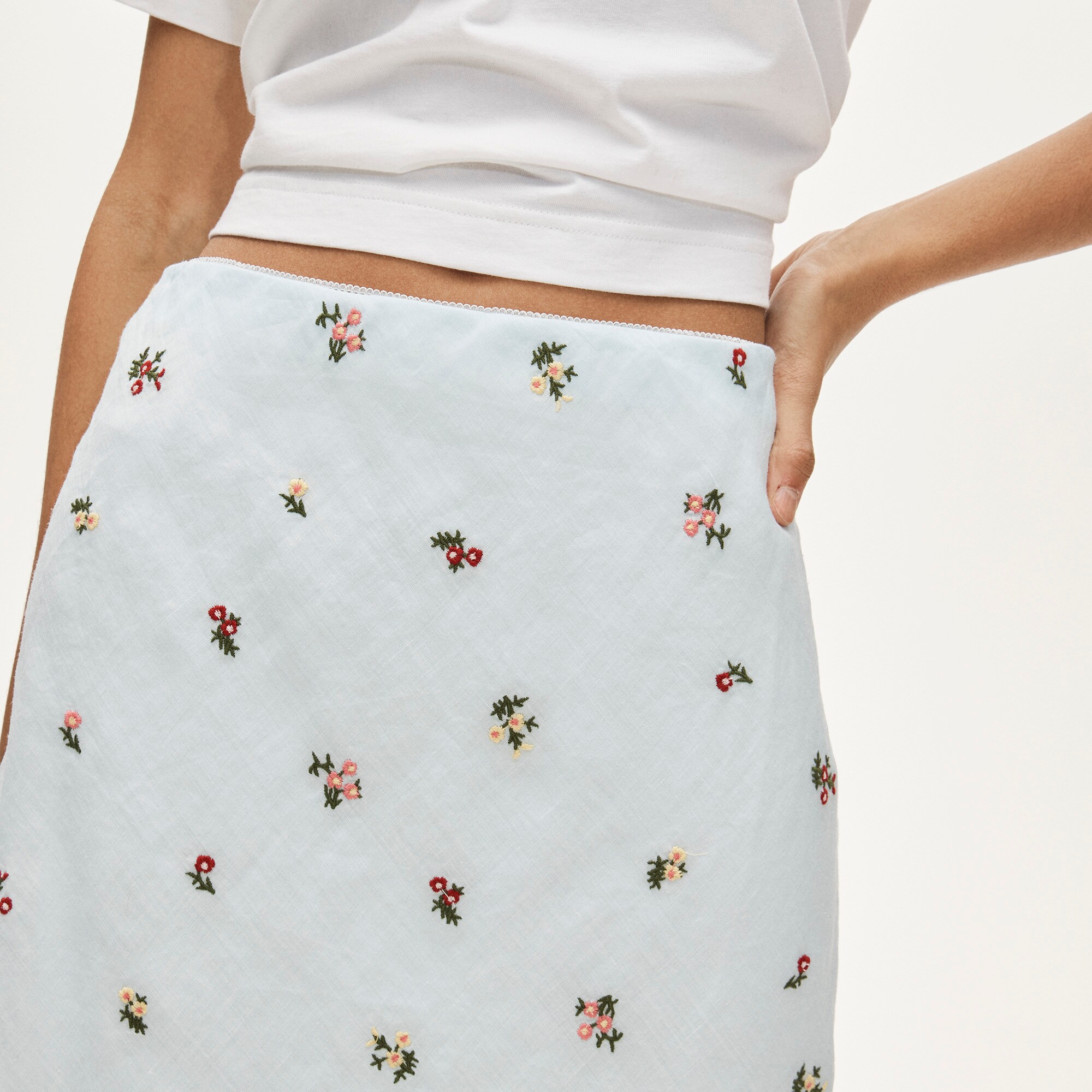 Julier RibFloretプリント トップス Eyelet Slip Skirt In Ramie For Women | J.Crew