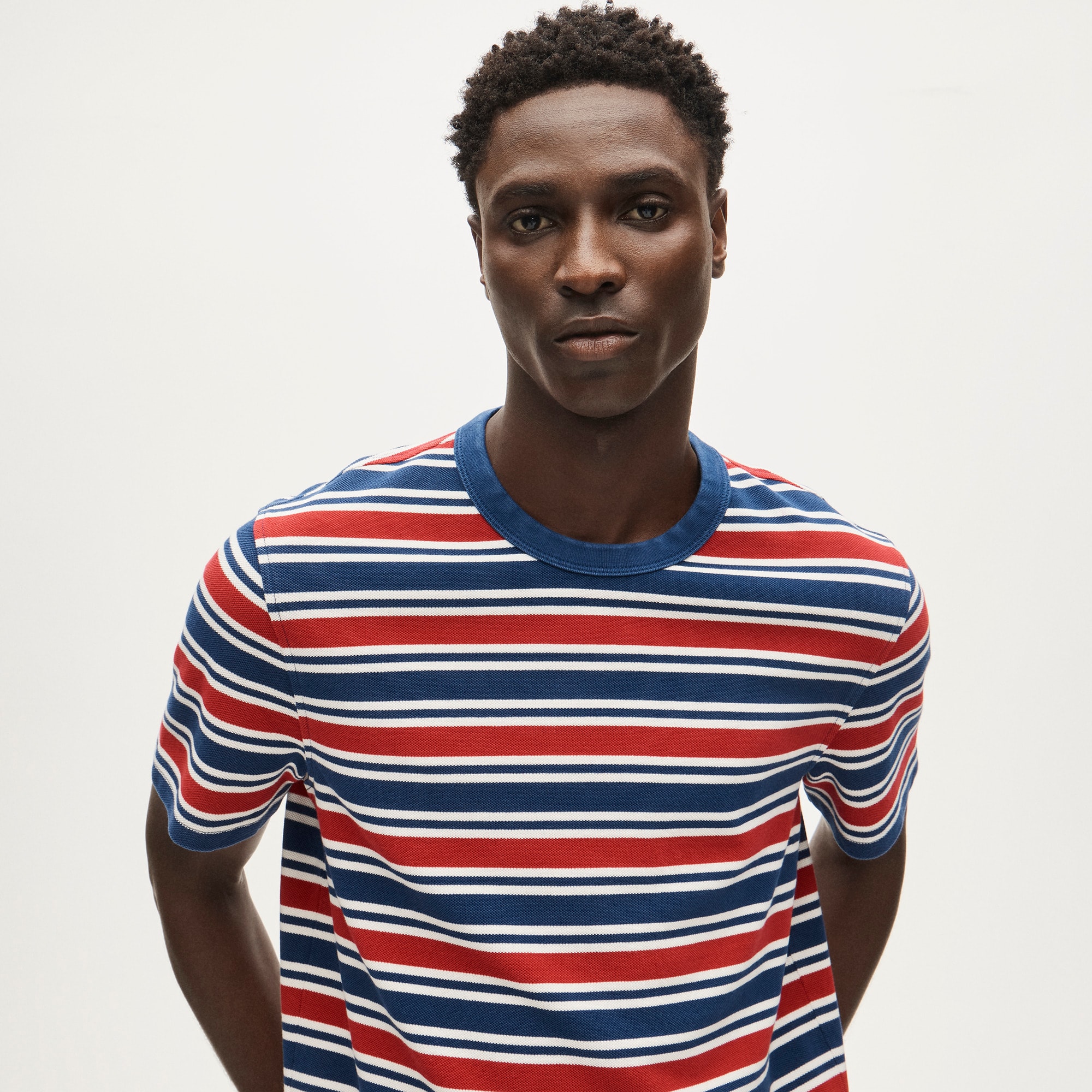 Washed Piqué T-shirt In Stripe For Men | J.Crew
