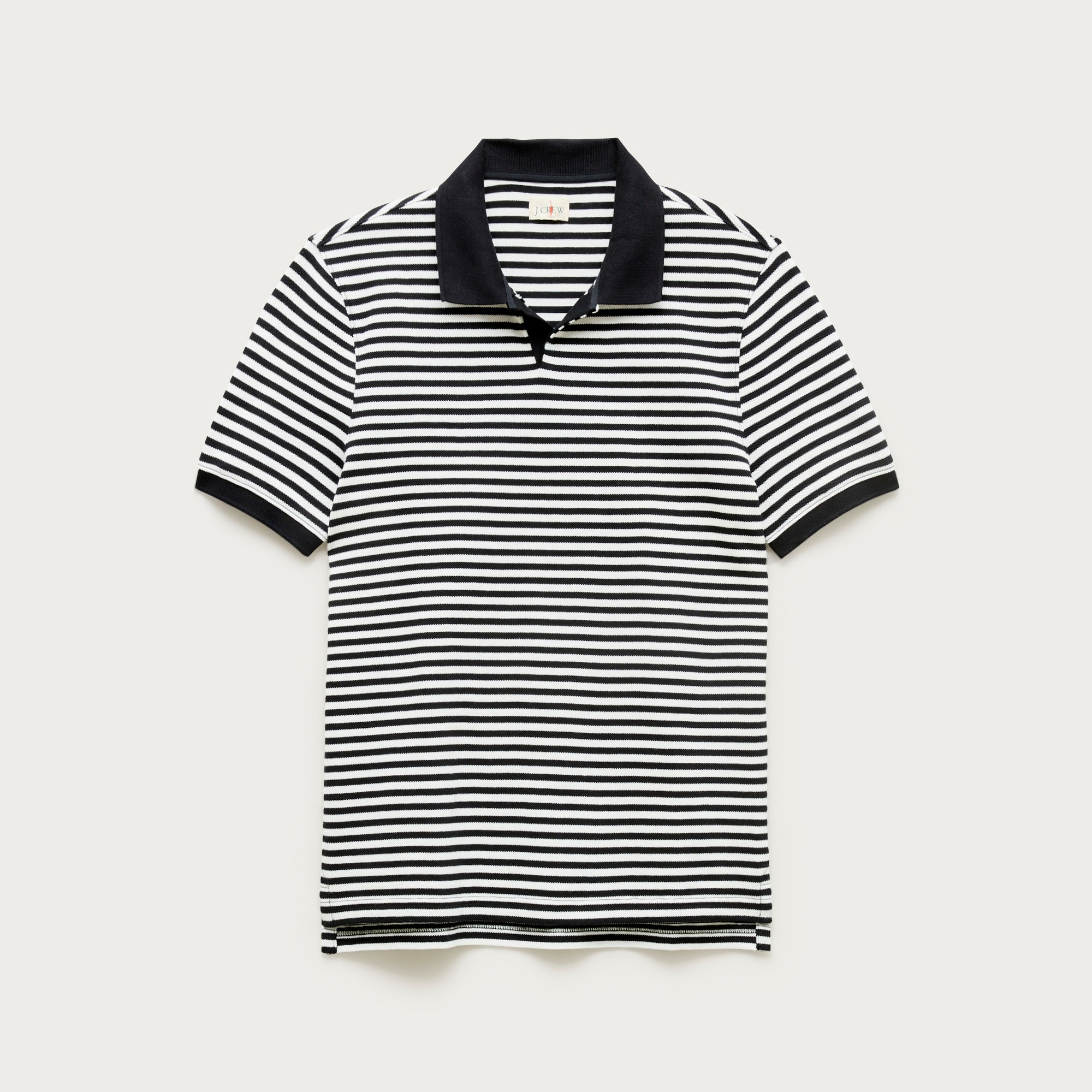 Piqué Johnny-collar Polo Shirt In Stripe For Men | J.Crew
