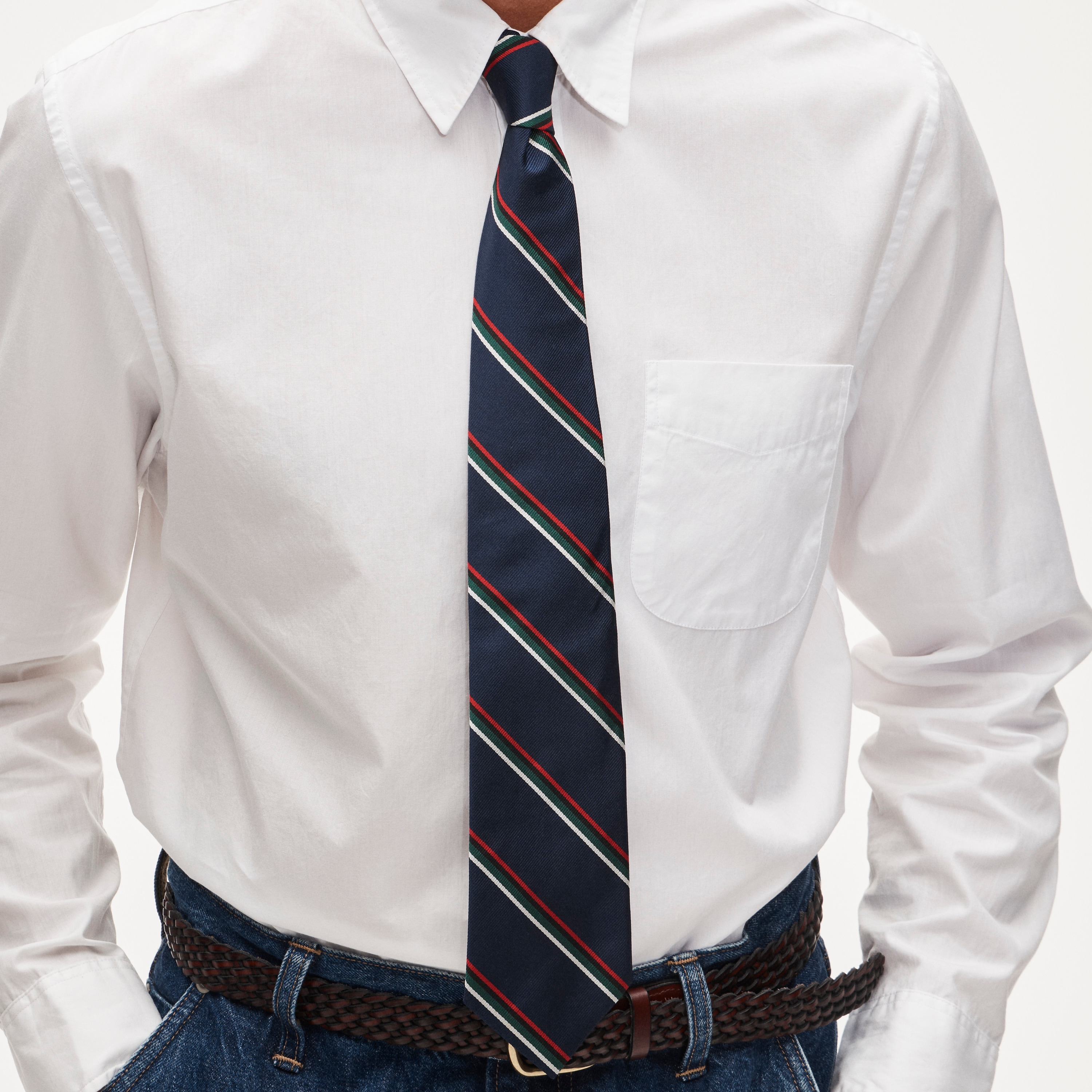 English silk tie in stripe - thumbnail 2