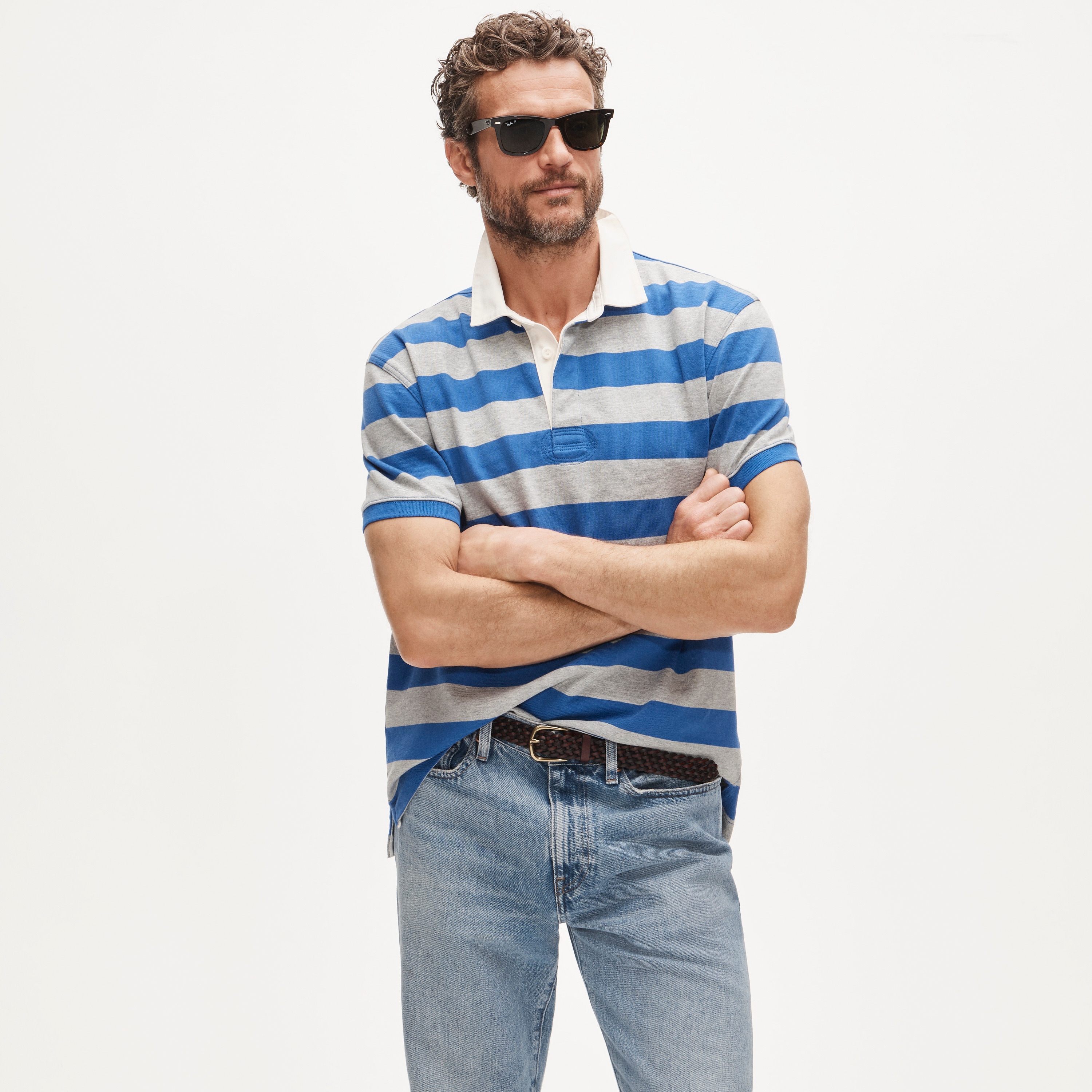 Short-sleeve rugby shirt in stripe