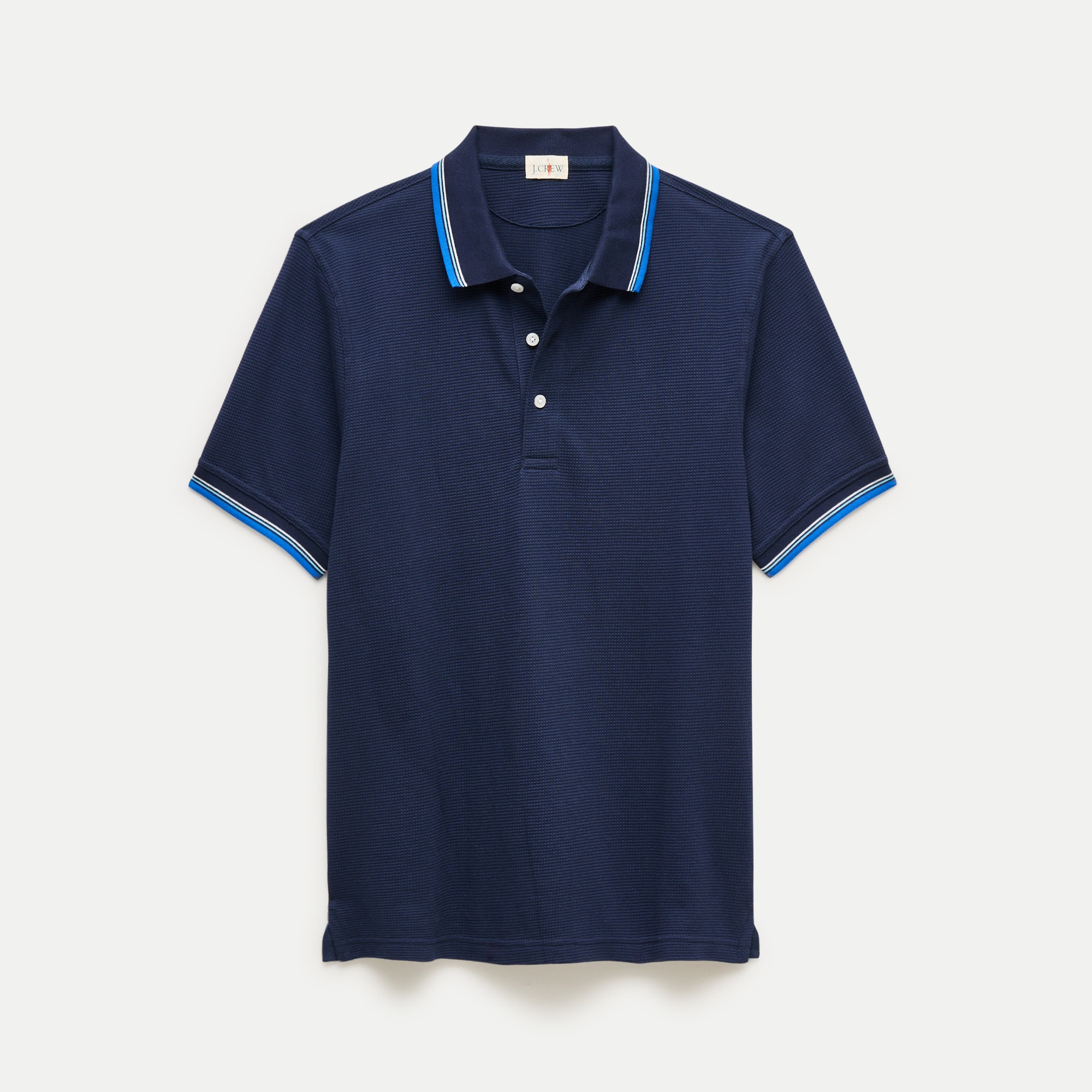 Tipped waffle-knit cotton polo shirt