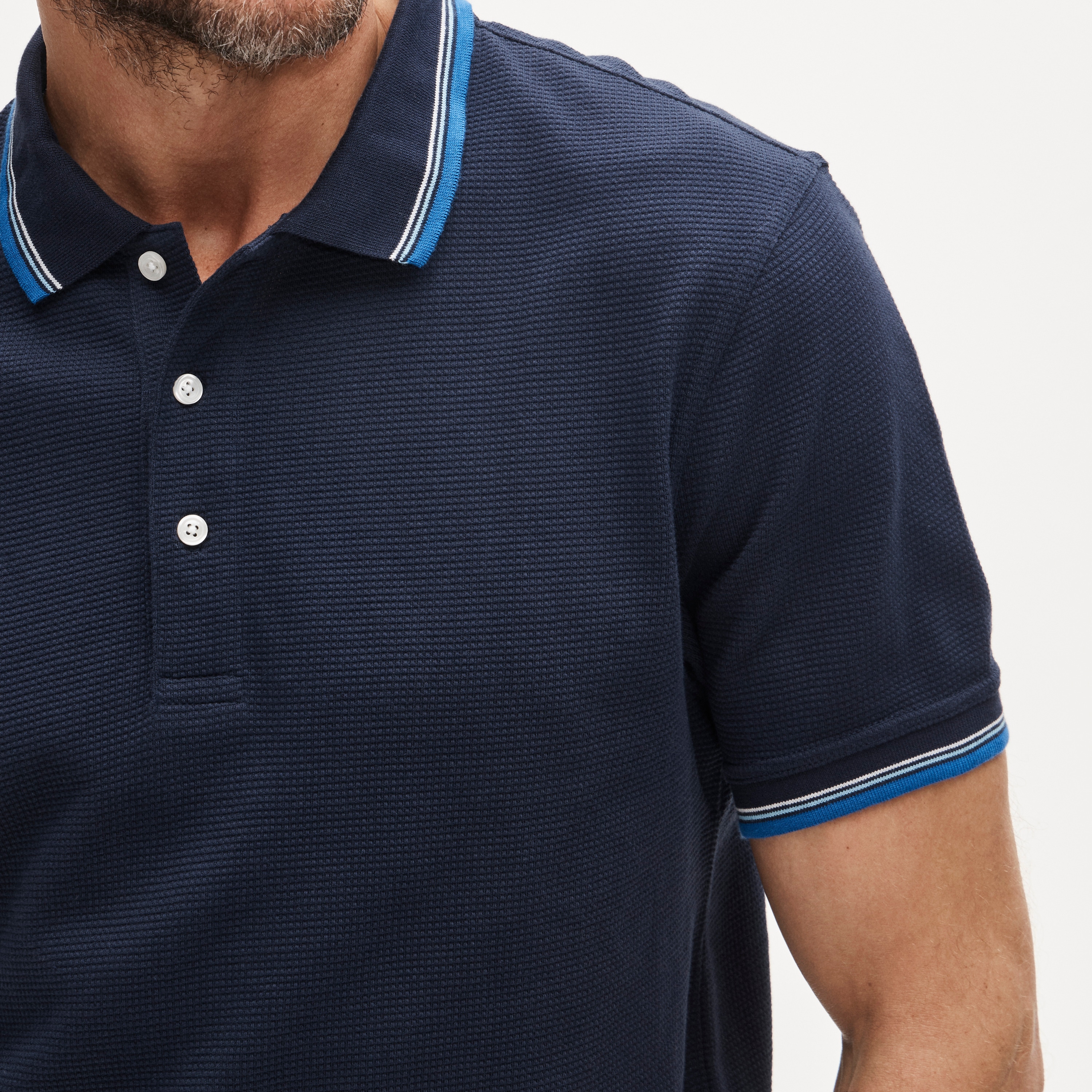 Tipped waffle-knit cotton polo shirt
