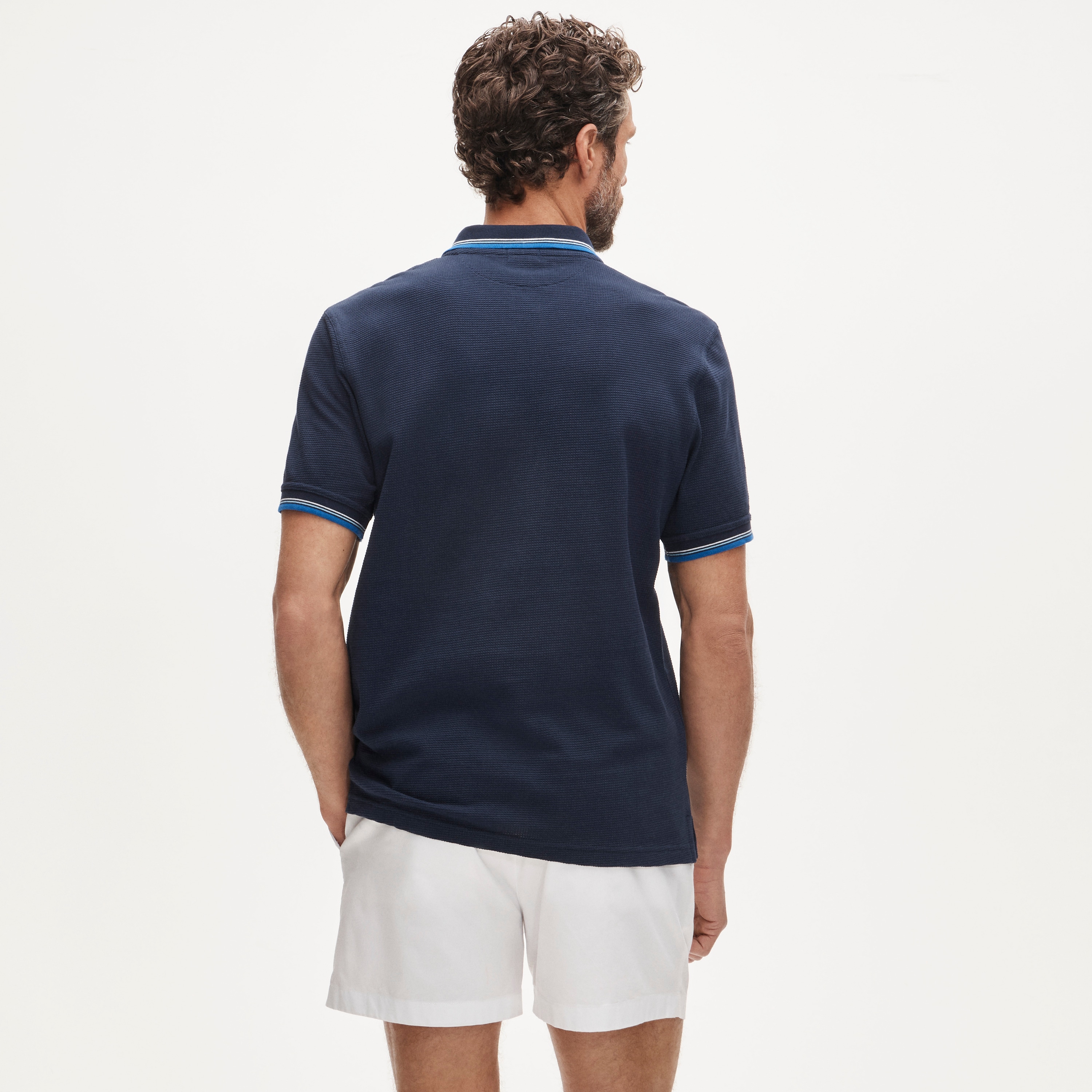 Tipped waffle-knit cotton polo shirt