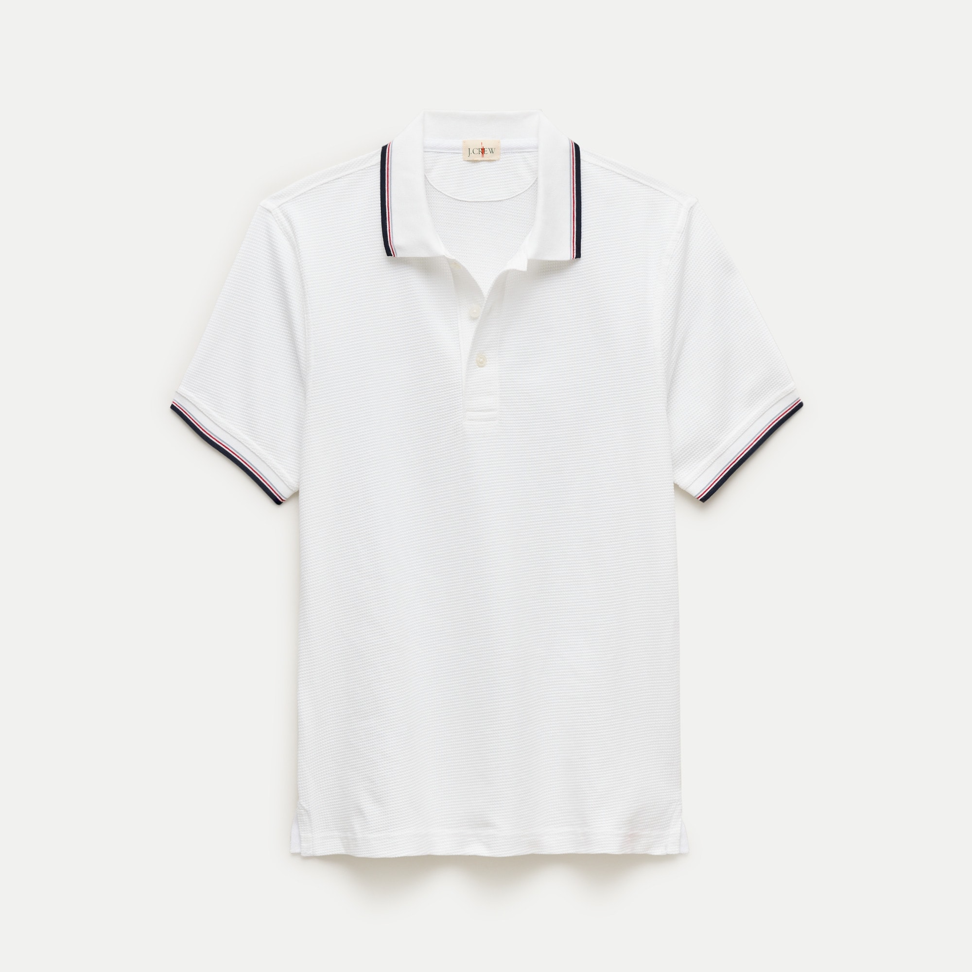 Tipped waffle-knit cotton polo shirt