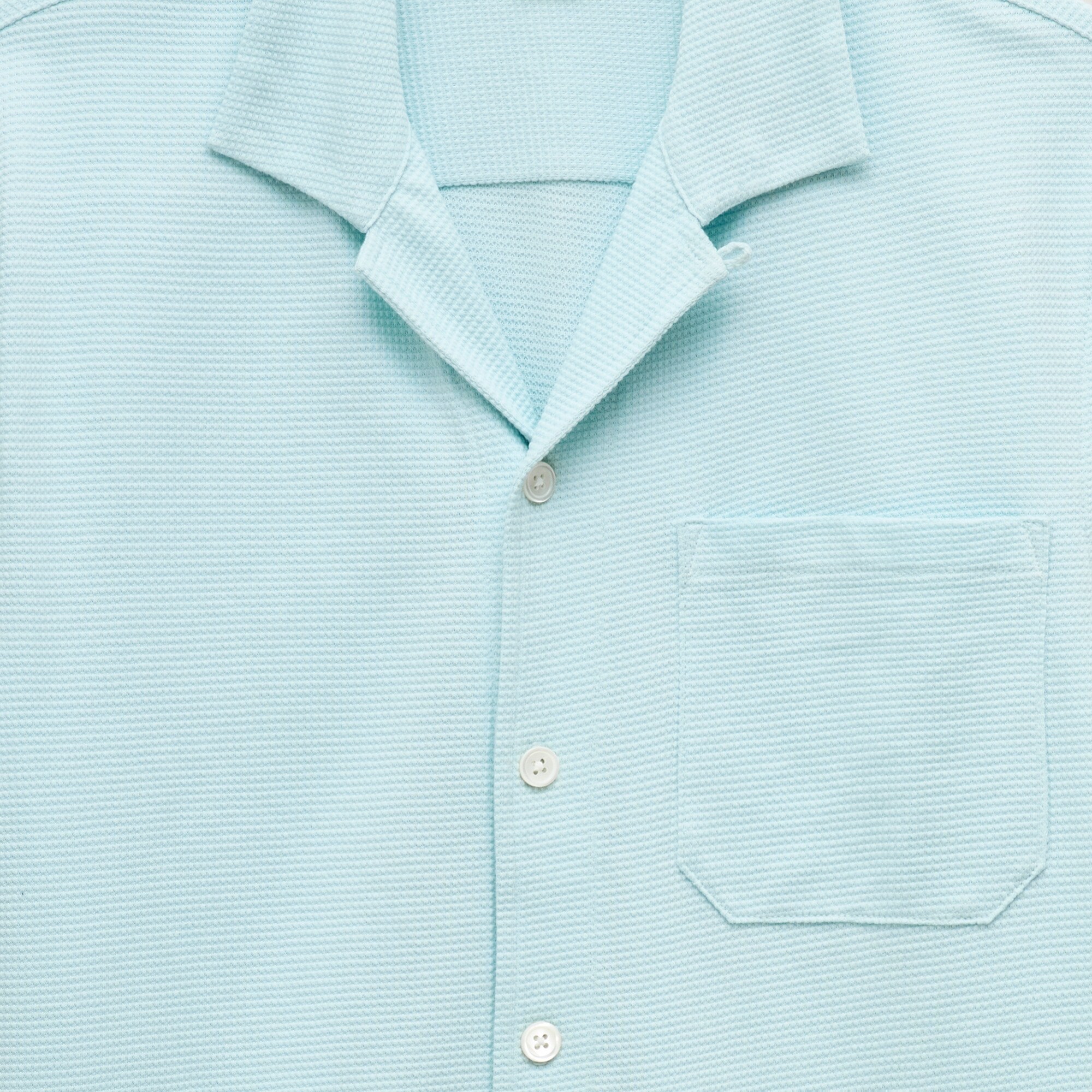 Waffle-knit camp-collar shirt