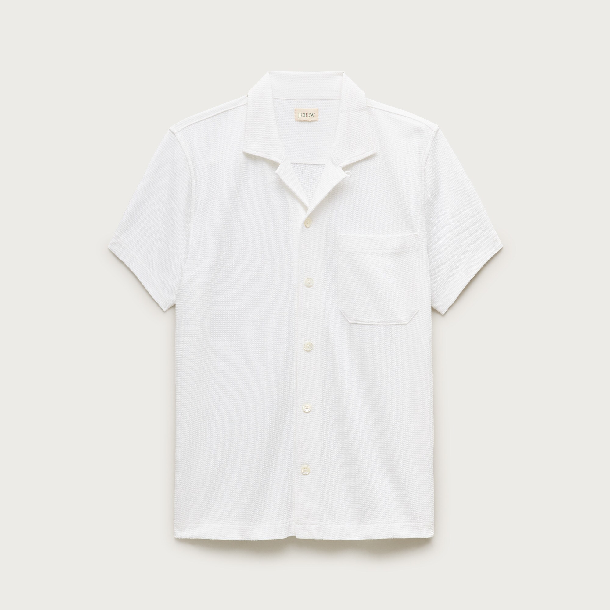 Waffle-knit camp-collar shirt