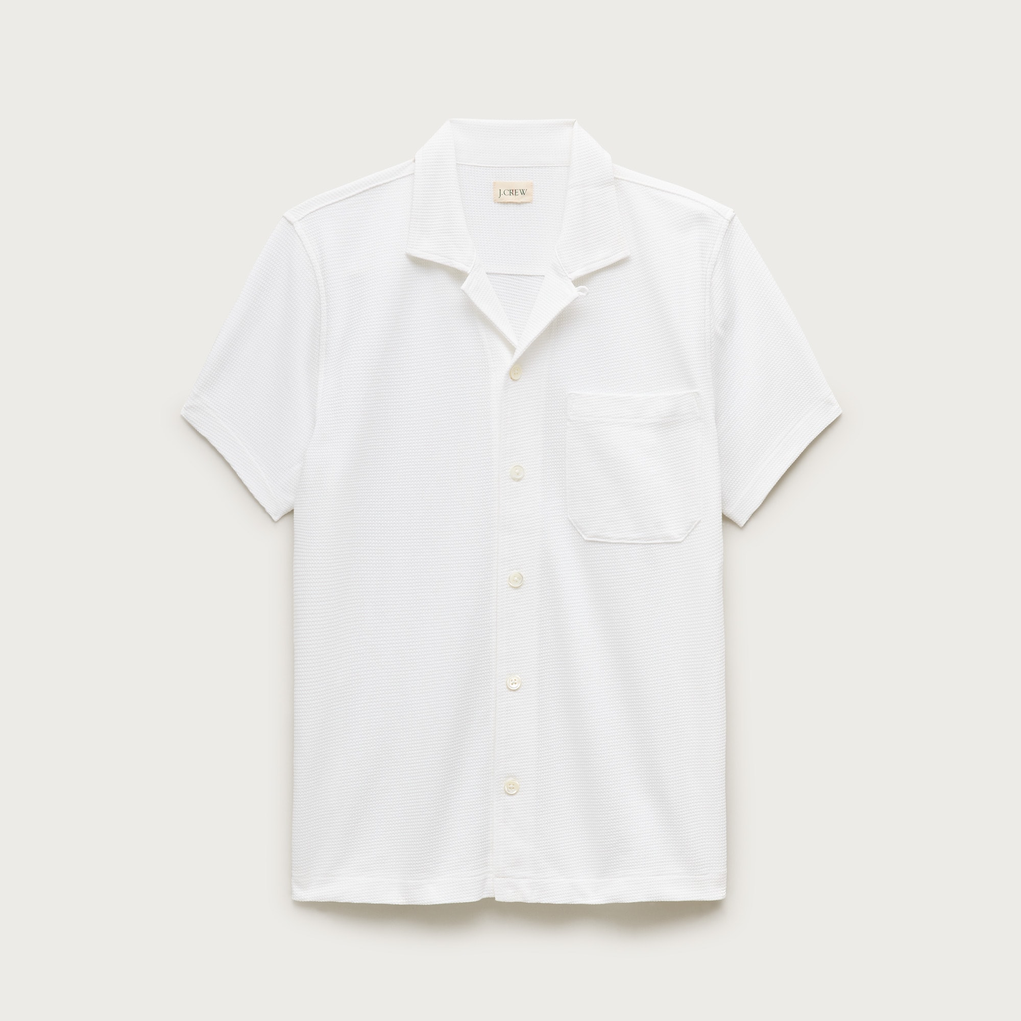 Waffle-knit camp-collar shirt