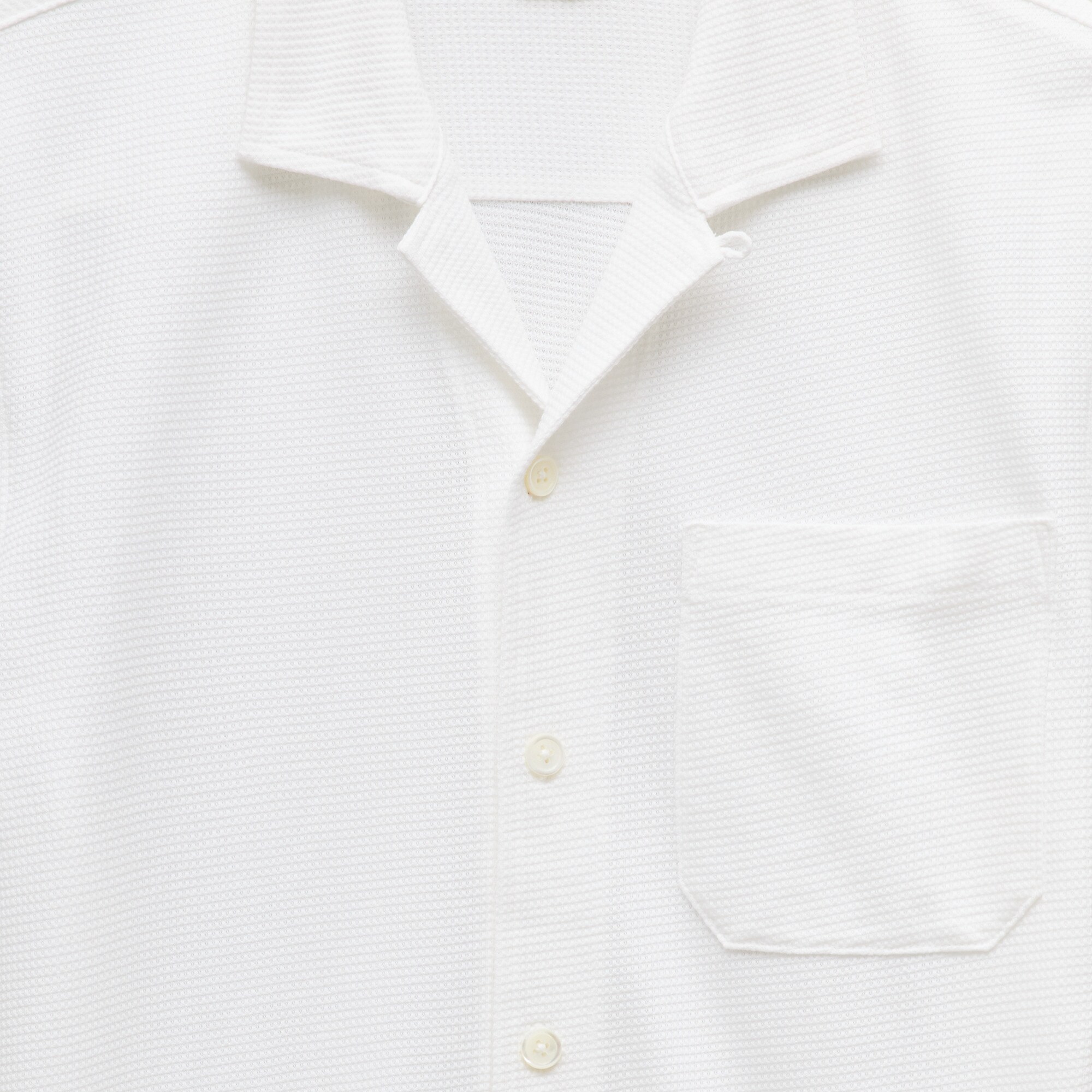 Waffle-knit camp-collar shirt