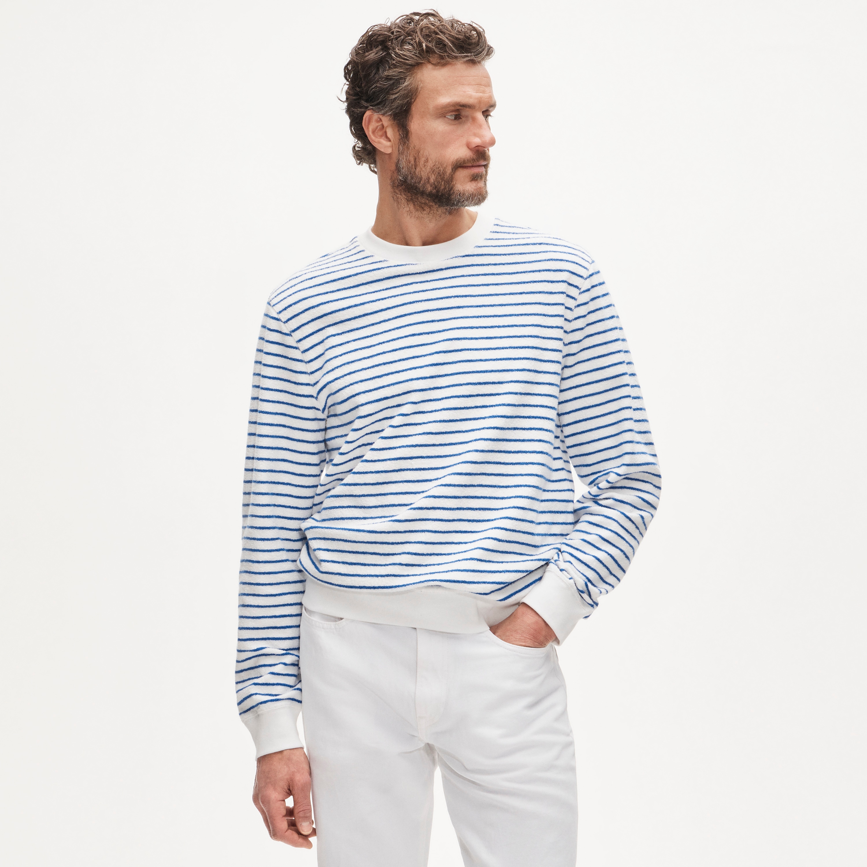 Terry cloth crewneck in stripe