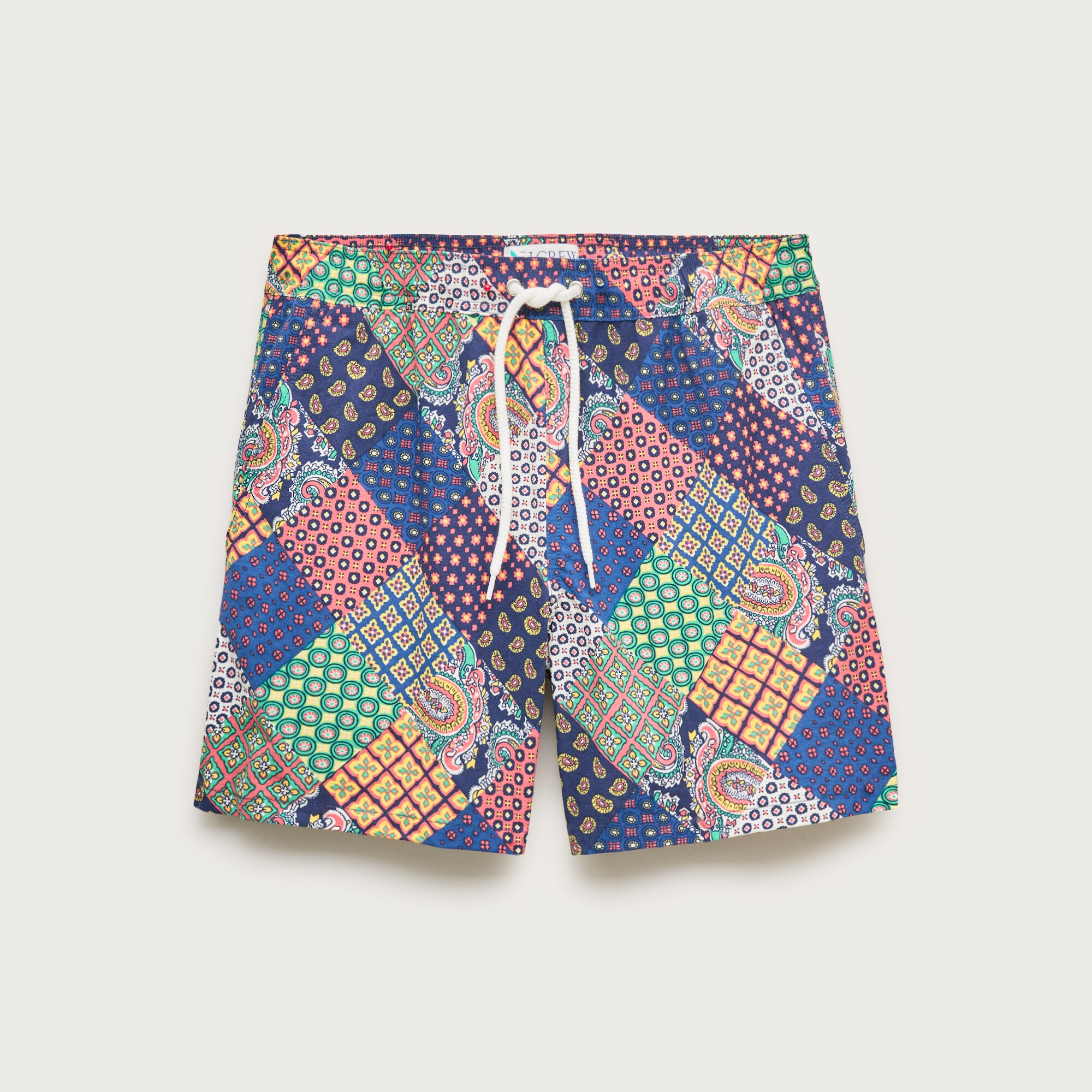 6" swim trunk in patchwork