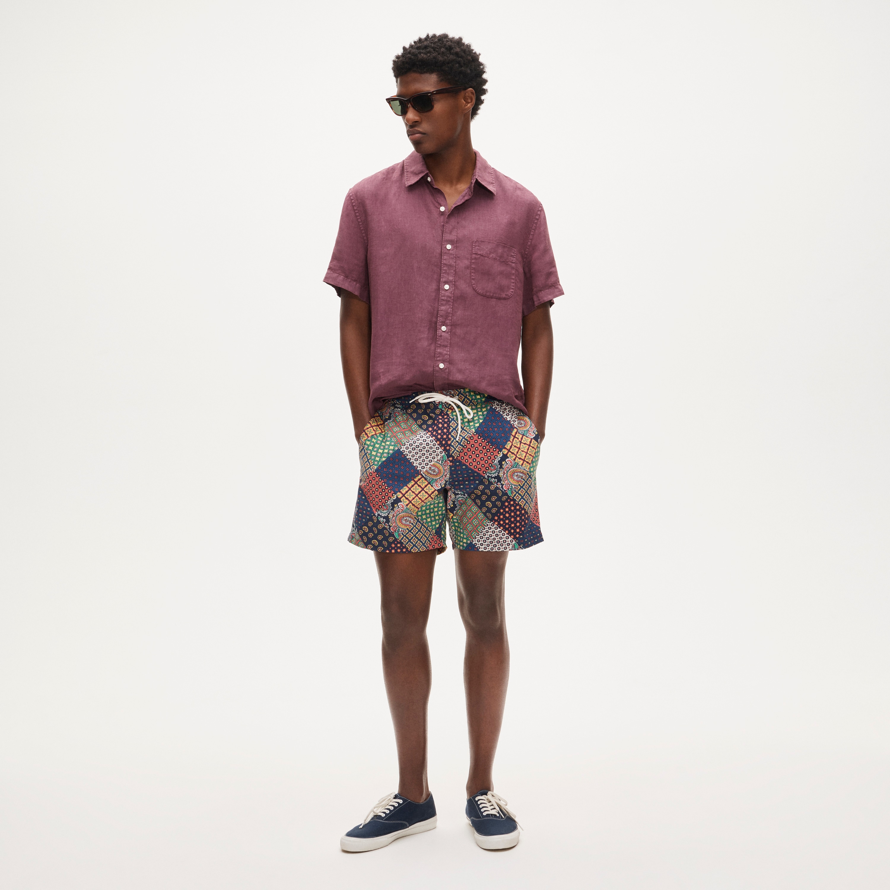 6" swim trunk in patchwork