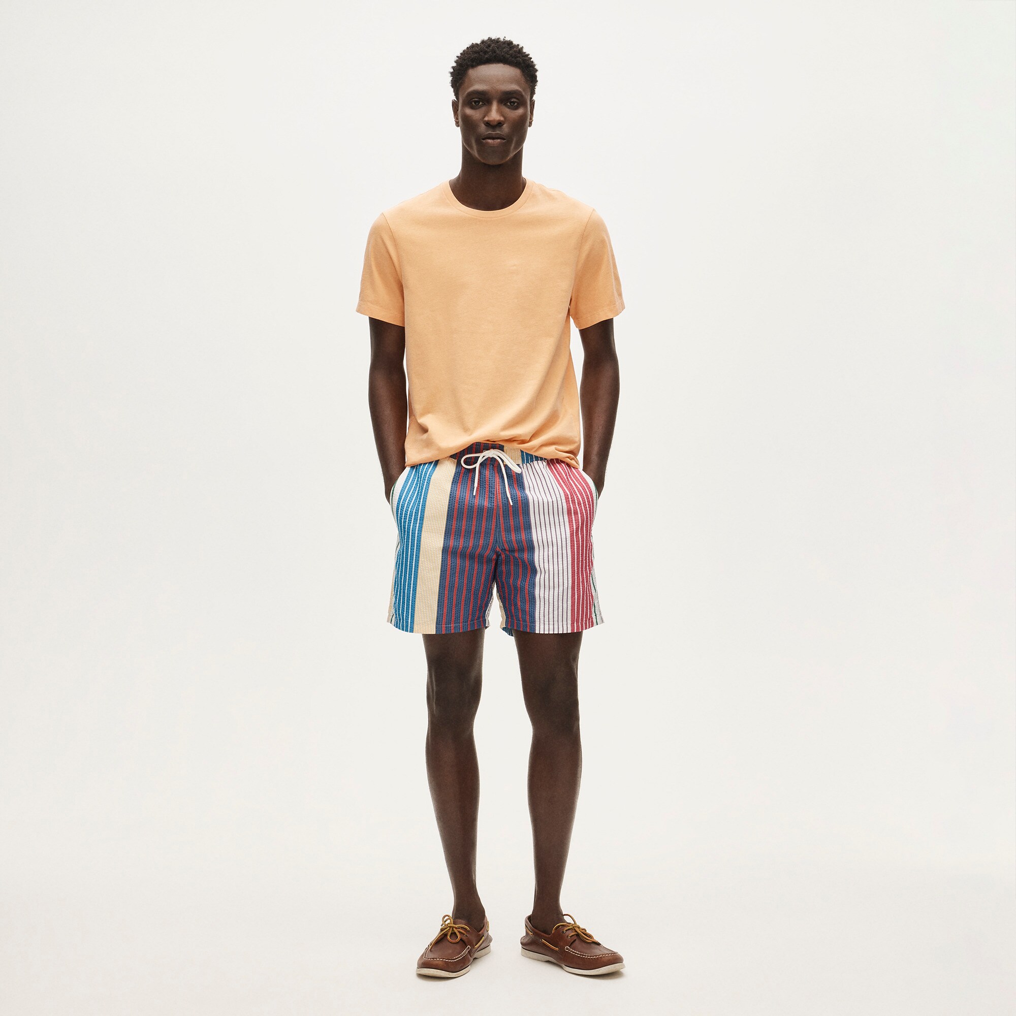 6" swim trunk in seersucker